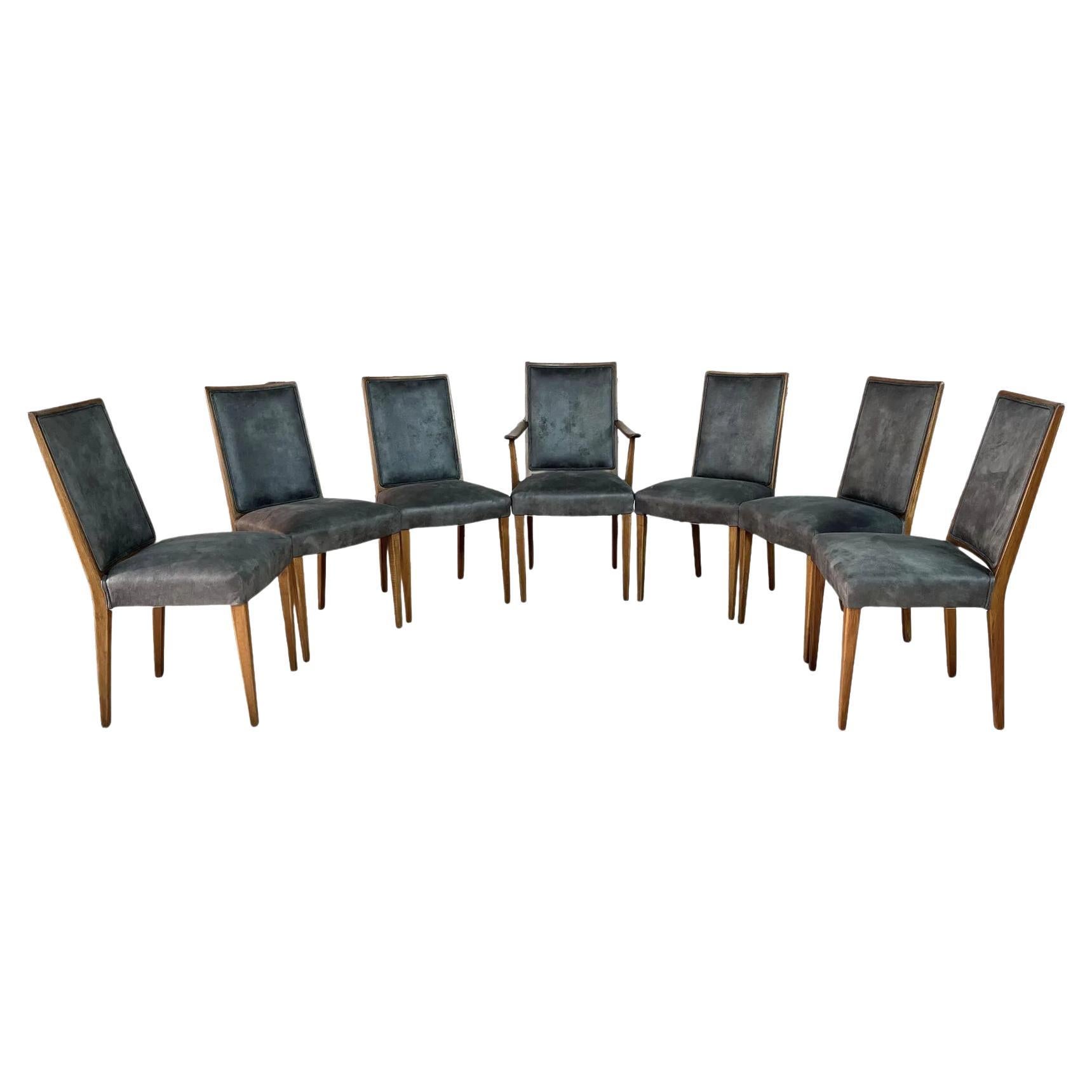 French Art Deco Dining Chairs – Set of 7 en vente