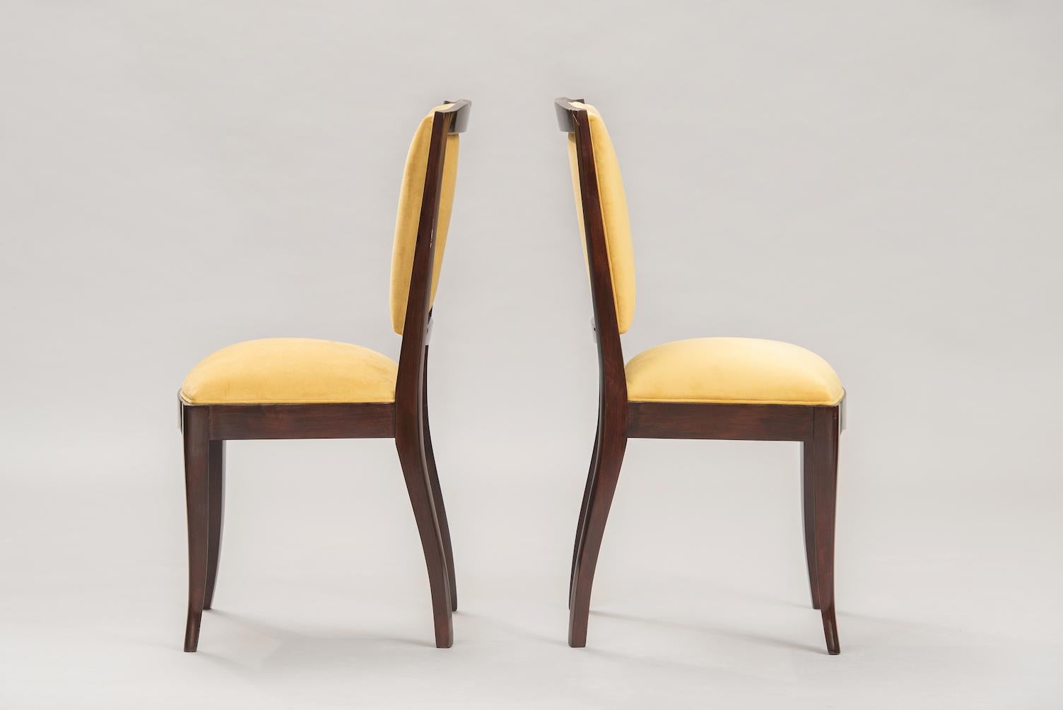 French Art Deco Dining Chairs, Set of Six In Excellent Condition For Sale In Porto, PT
