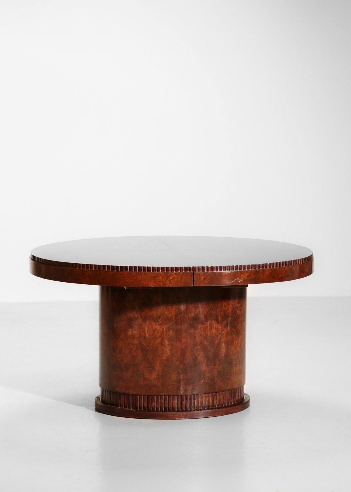 Mid-20th Century French Art Deco Dining Oval Table, Vintage 1930s Modernist Burl Wood