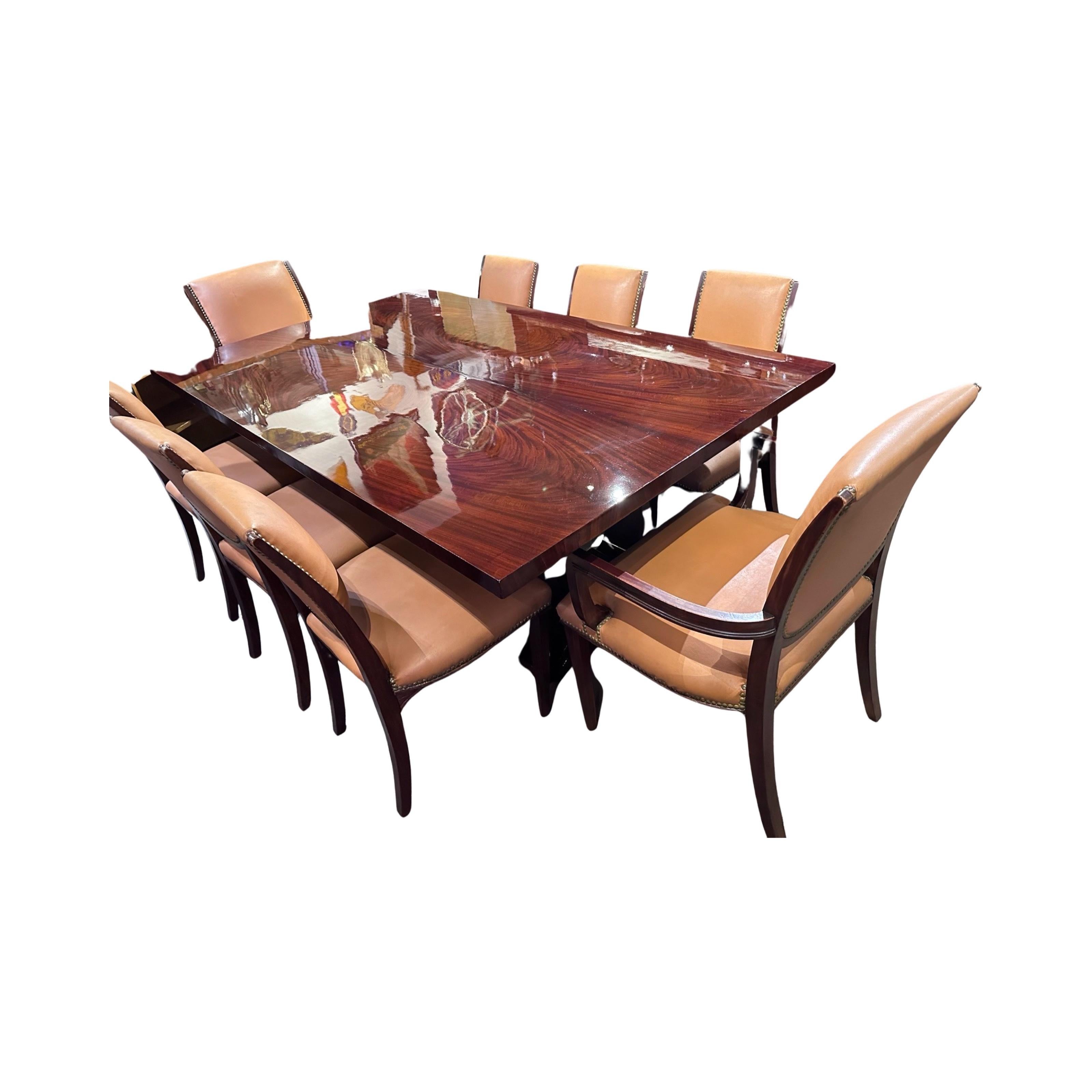 Art déco French Art Deco Dining Room Suite 8 Chairs and 3 Matching Side Pieces en vente