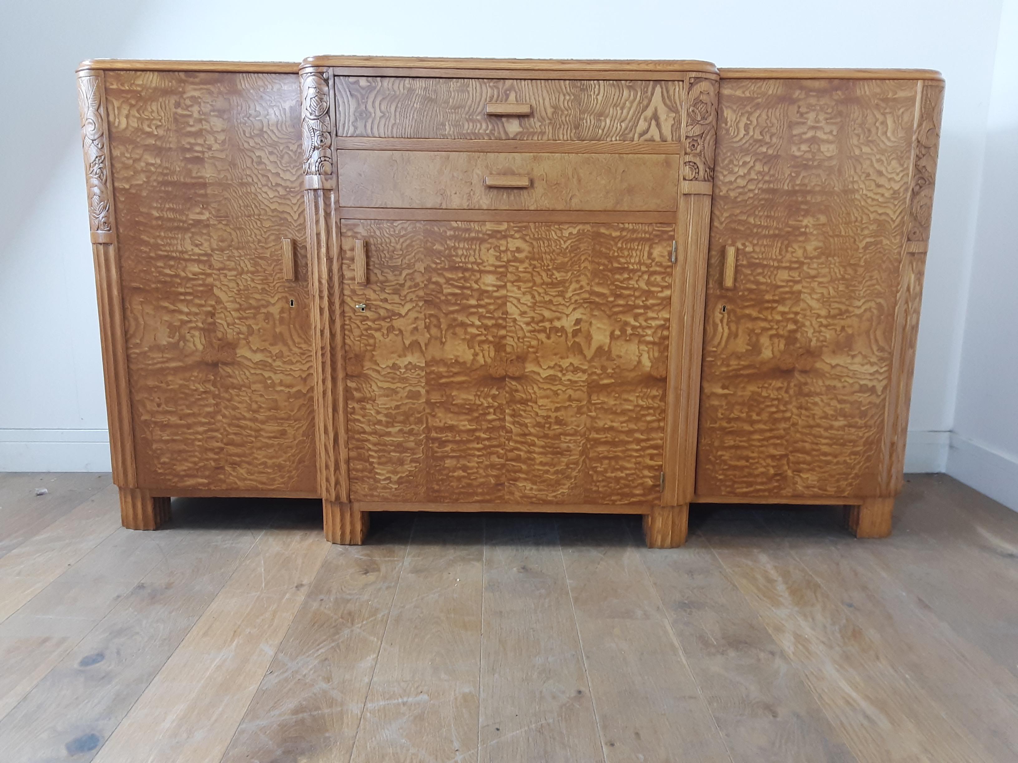 French Art Deco Dining Suite in Satinwood and Burr Elm by Léon Jallot In Good Condition For Sale In London, GB