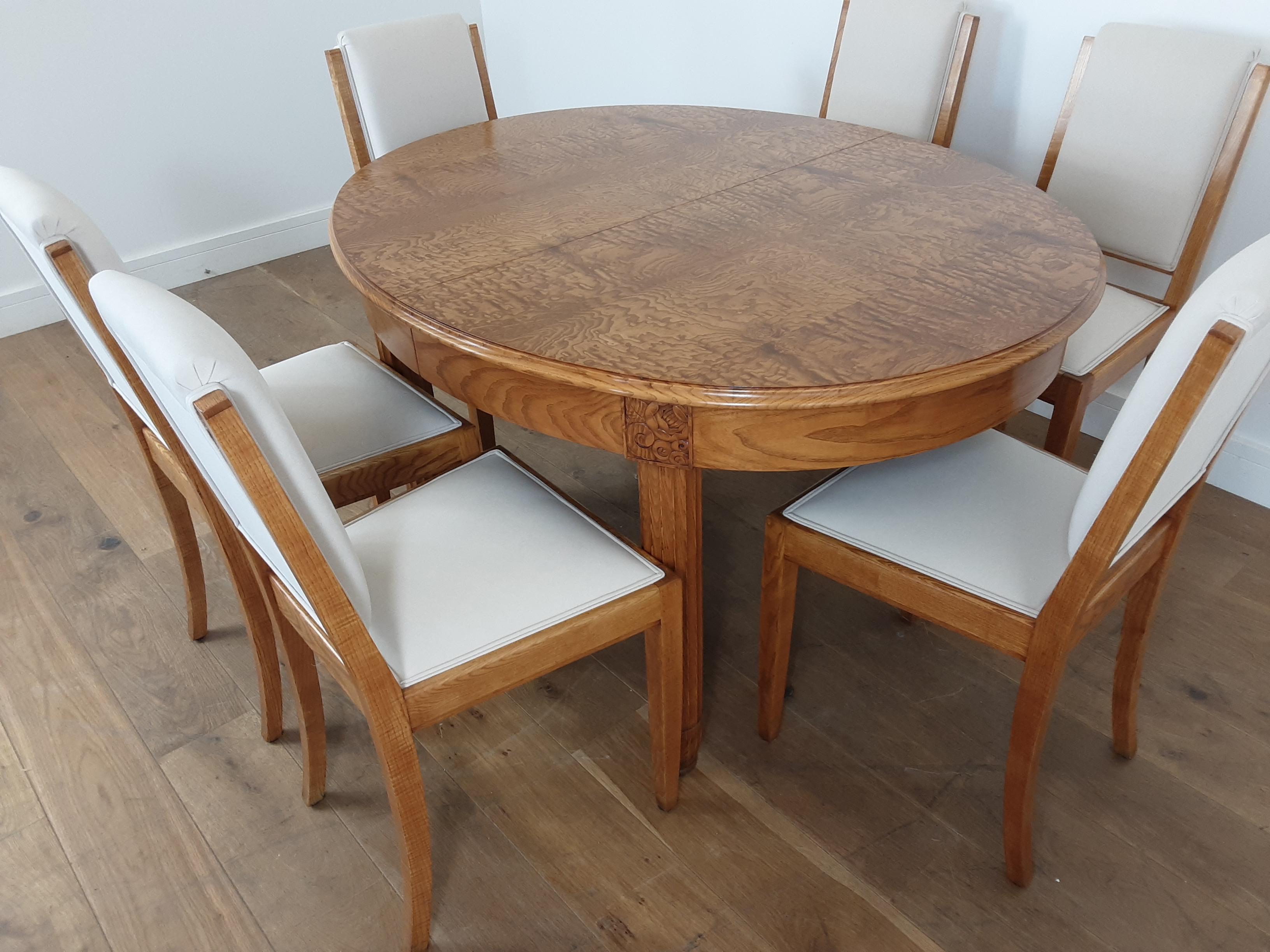 French Art Deco Dining Suite in Satinwood and Burr Elm by Léon Jallot For Sale 4