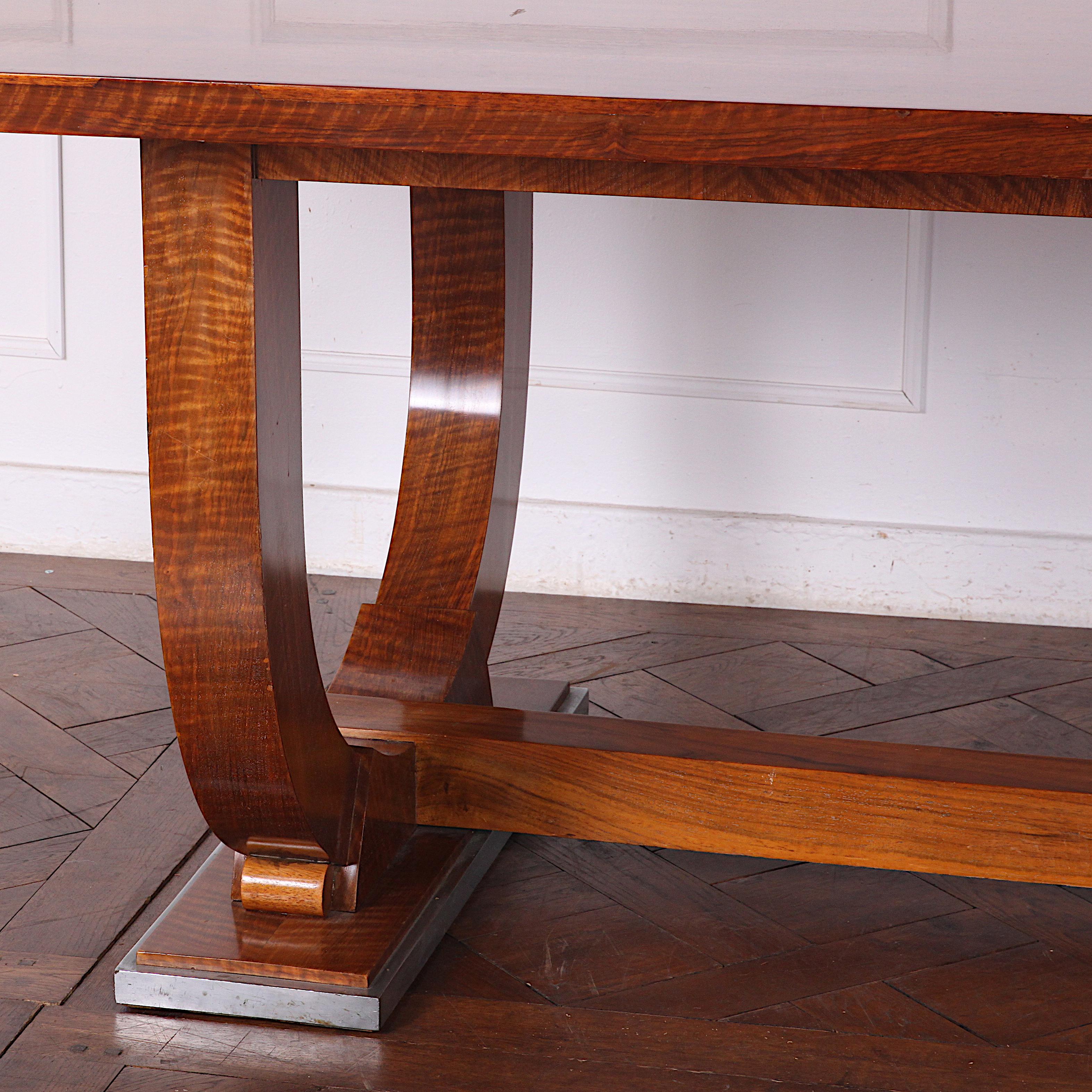 Walnut French Art Deco Dining Table by 'Jules Leleu'