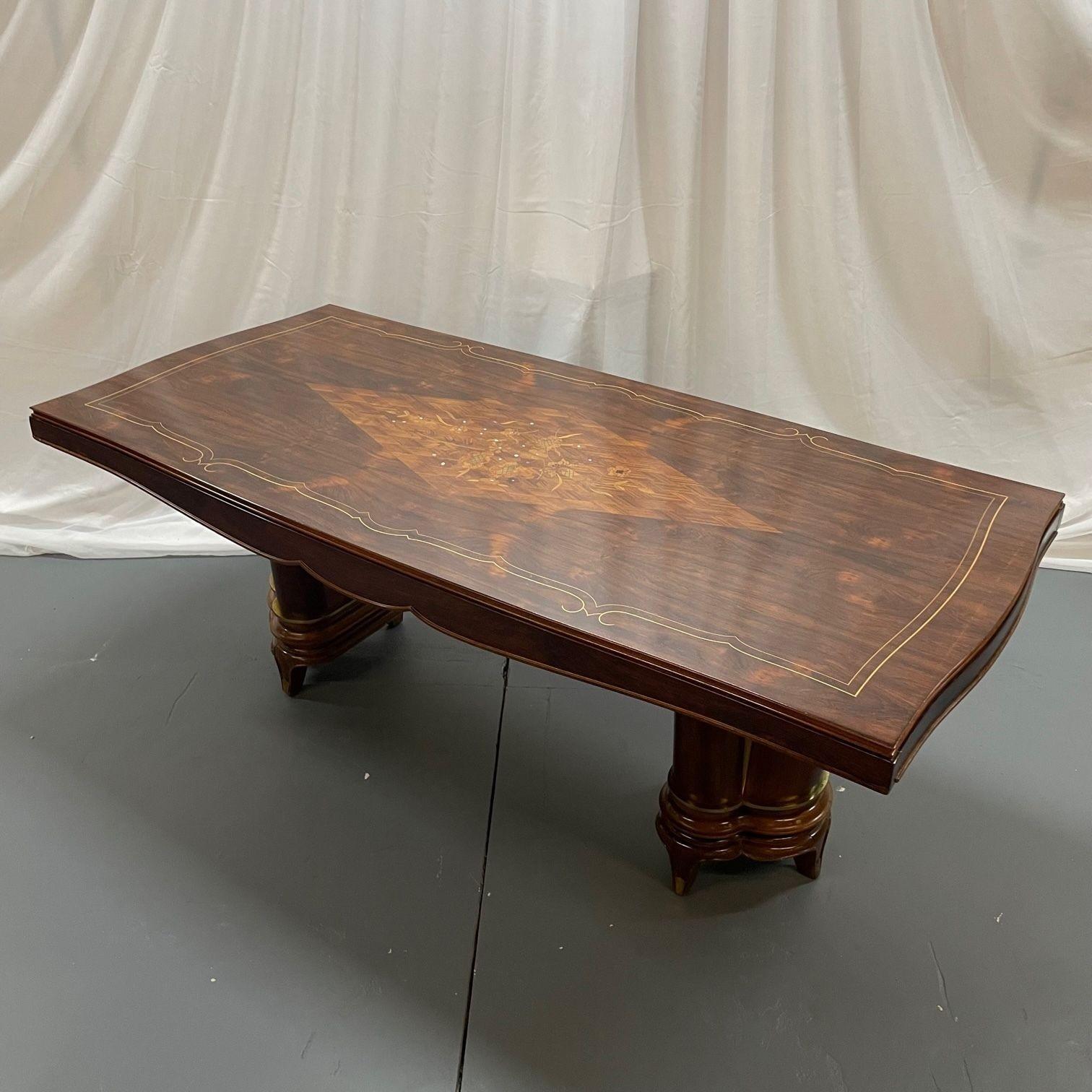 Jules Leleu, table de salle à manger Art déco, bois de rose, incrustation d'ormeau, France, 1935 en vente 8