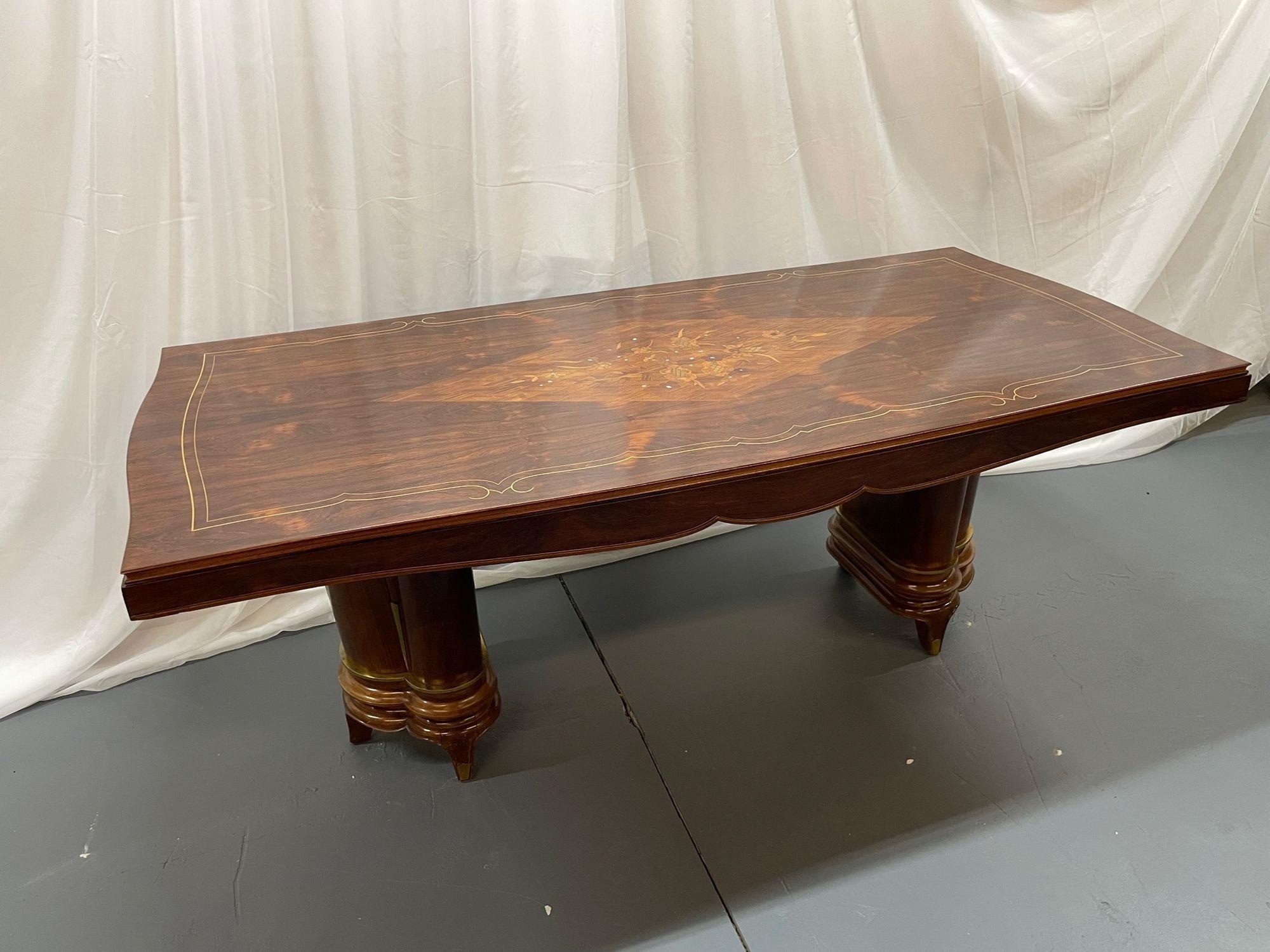 French Jules Leleu, Art Deco, Dining Table, Rosewood, Abalone Inlay, France, 1935 For Sale