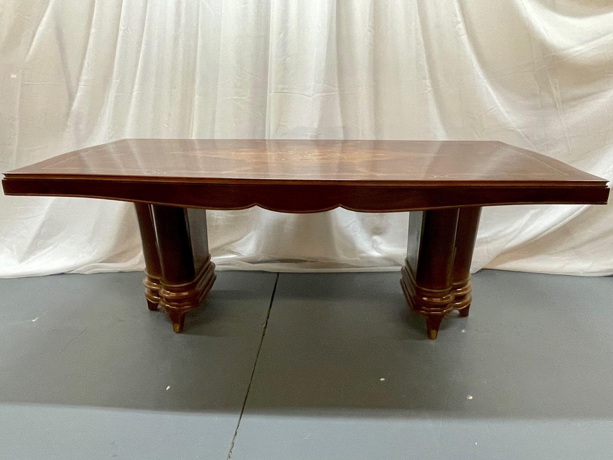 20th Century Jules Leleu, Art Deco, Dining Table, Rosewood, Abalone Inlay, France, 1935 For Sale