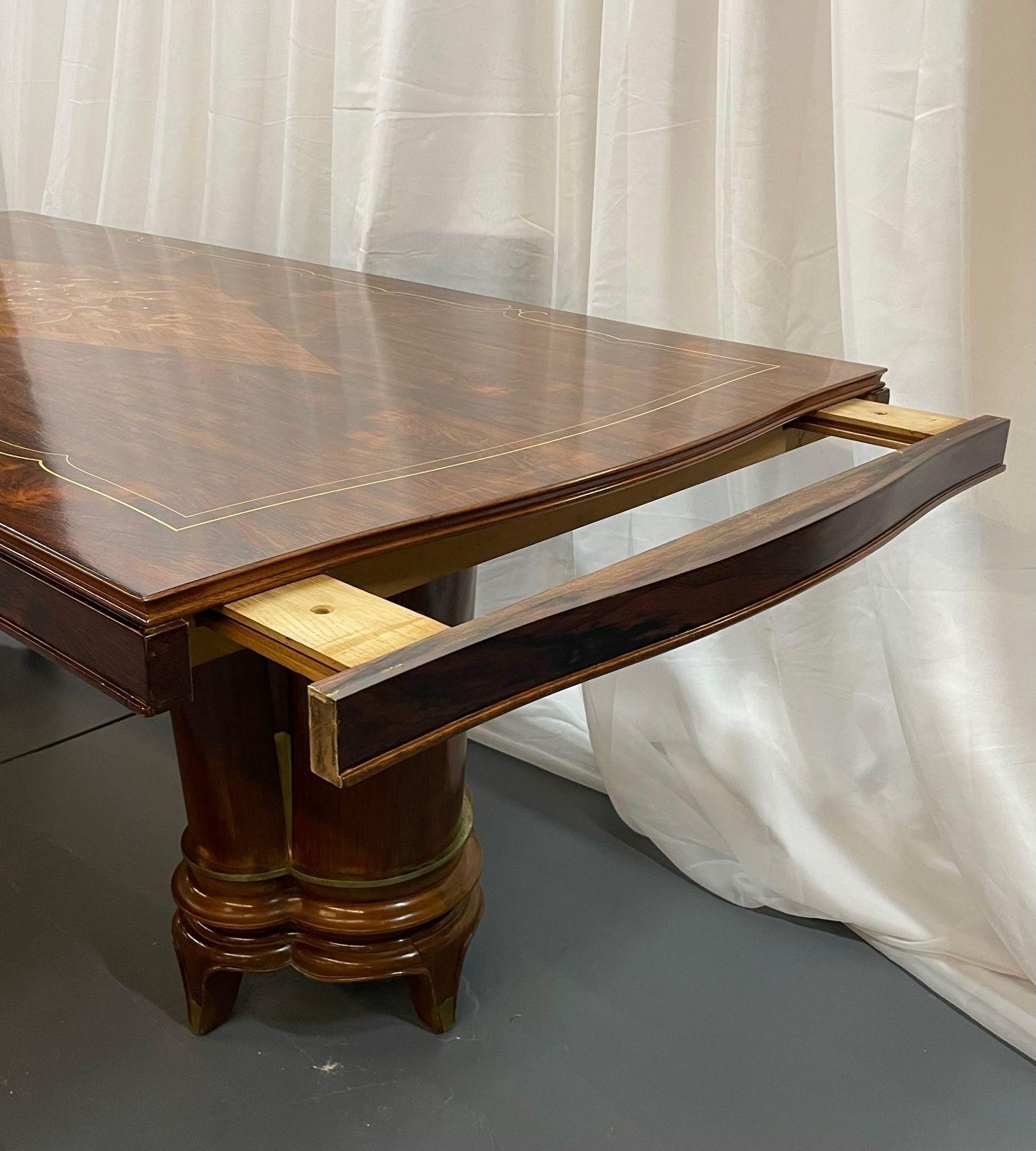 Wood Jules Leleu, Art Deco, Dining Table, Rosewood, Abalone Inlay, France, 1935 For Sale