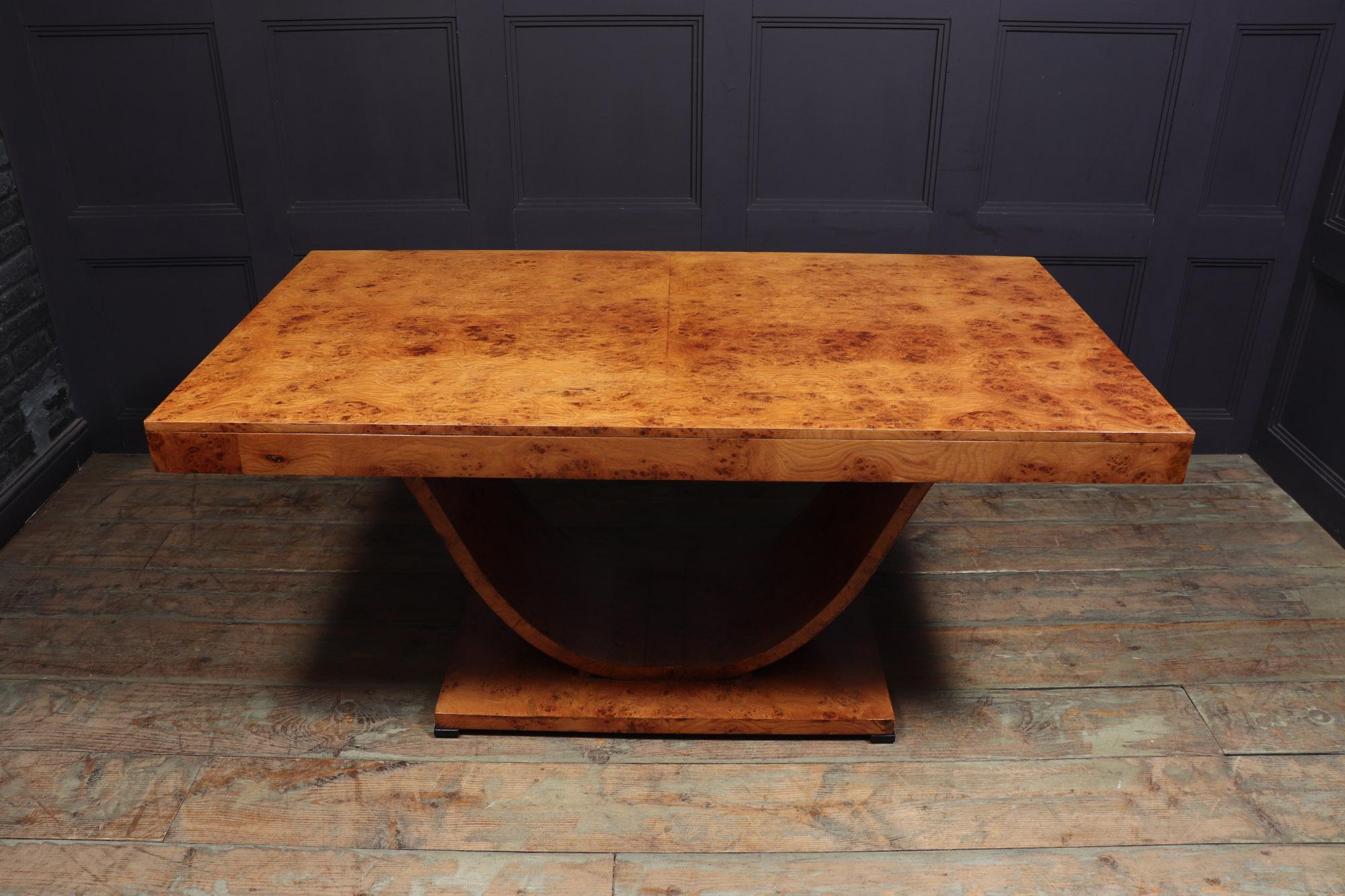 French Art Deco Dining Table in Burr Ash 1