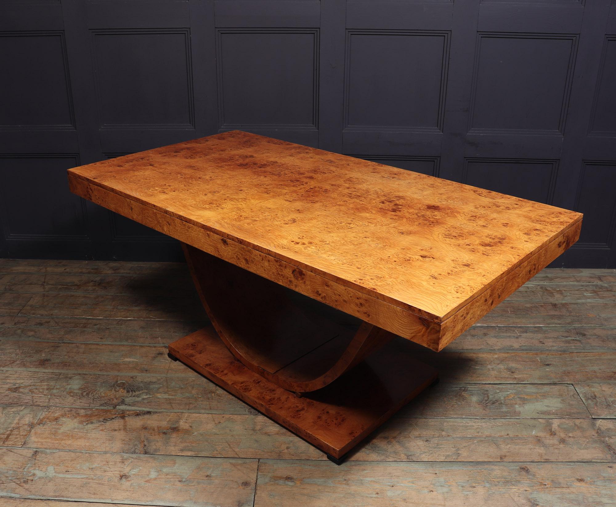 French Art Deco Dining Table in Burr Ash 4