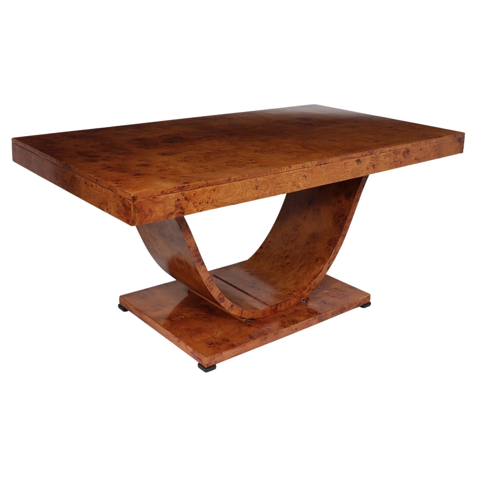 French Art Deco Dining Table in Burr Ash For Sale at 1stDibs