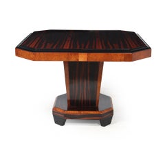French Art Deco Dining Table in Macassar Ebony and Amboyna