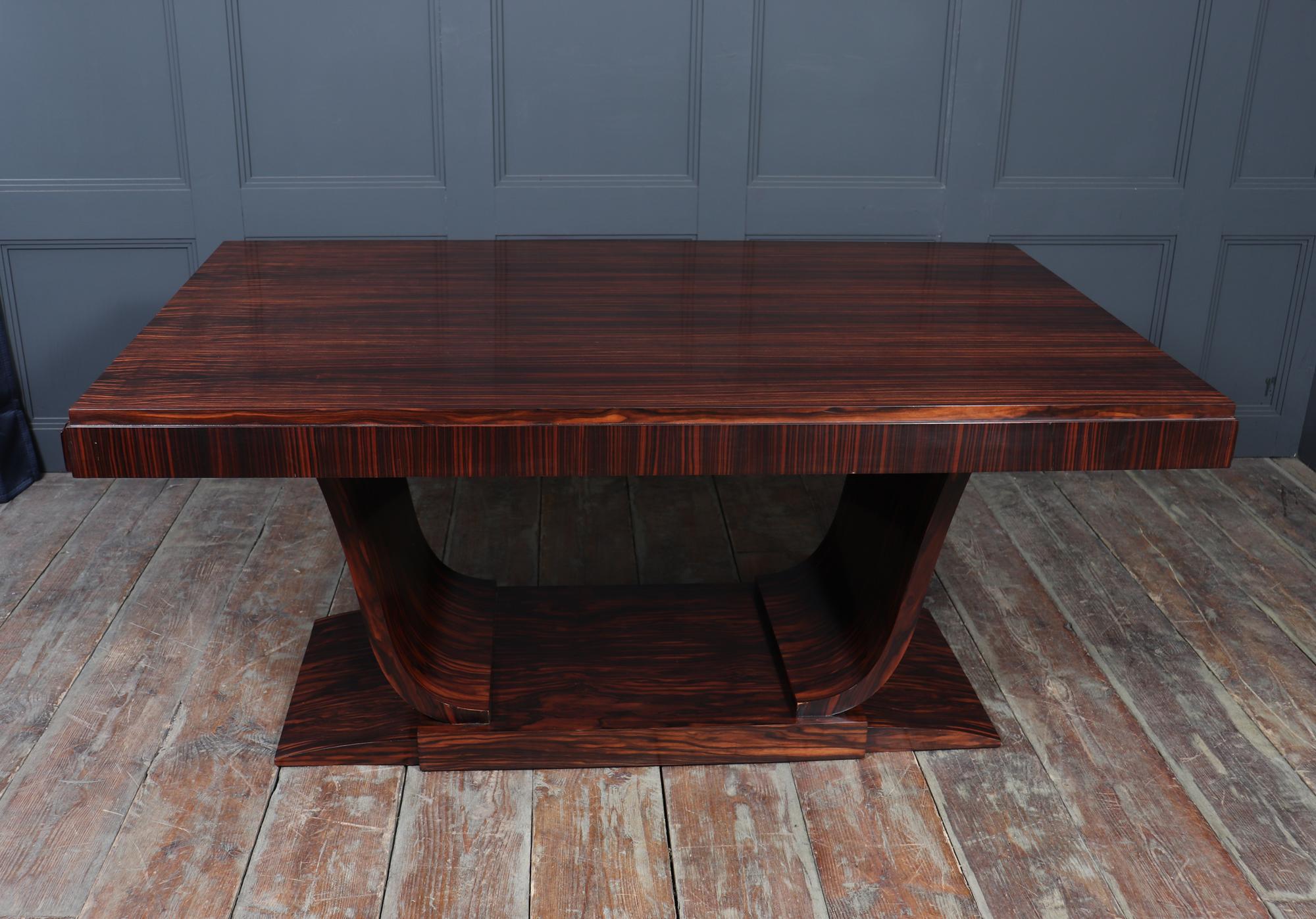 Table de salle à manger Art déco française en ébène de Macassar en vente 10