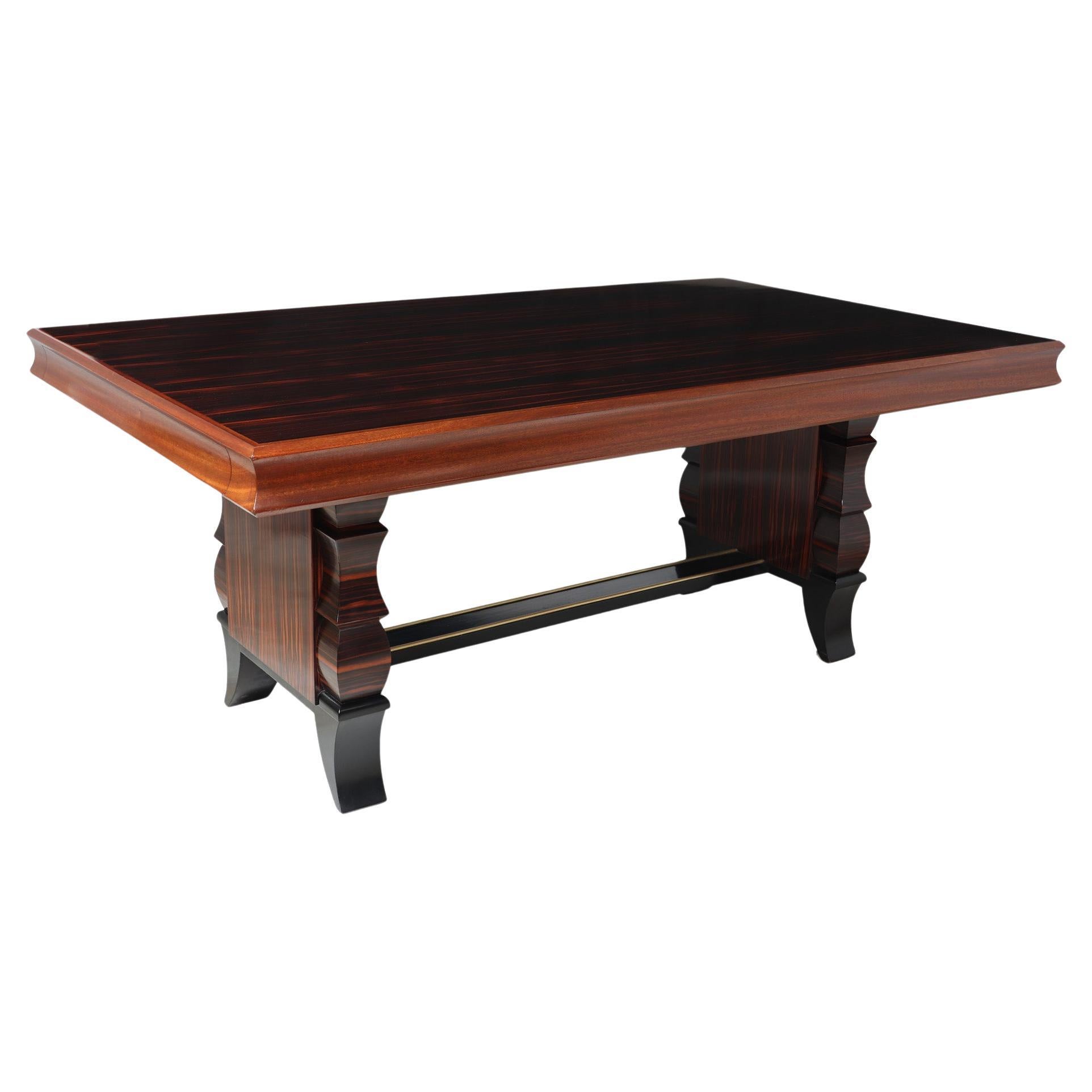 French Art Deco Dining Table in Macassar Ebony For Sale
