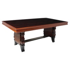 Antique French Art Deco Dining Table in Macassar Ebony