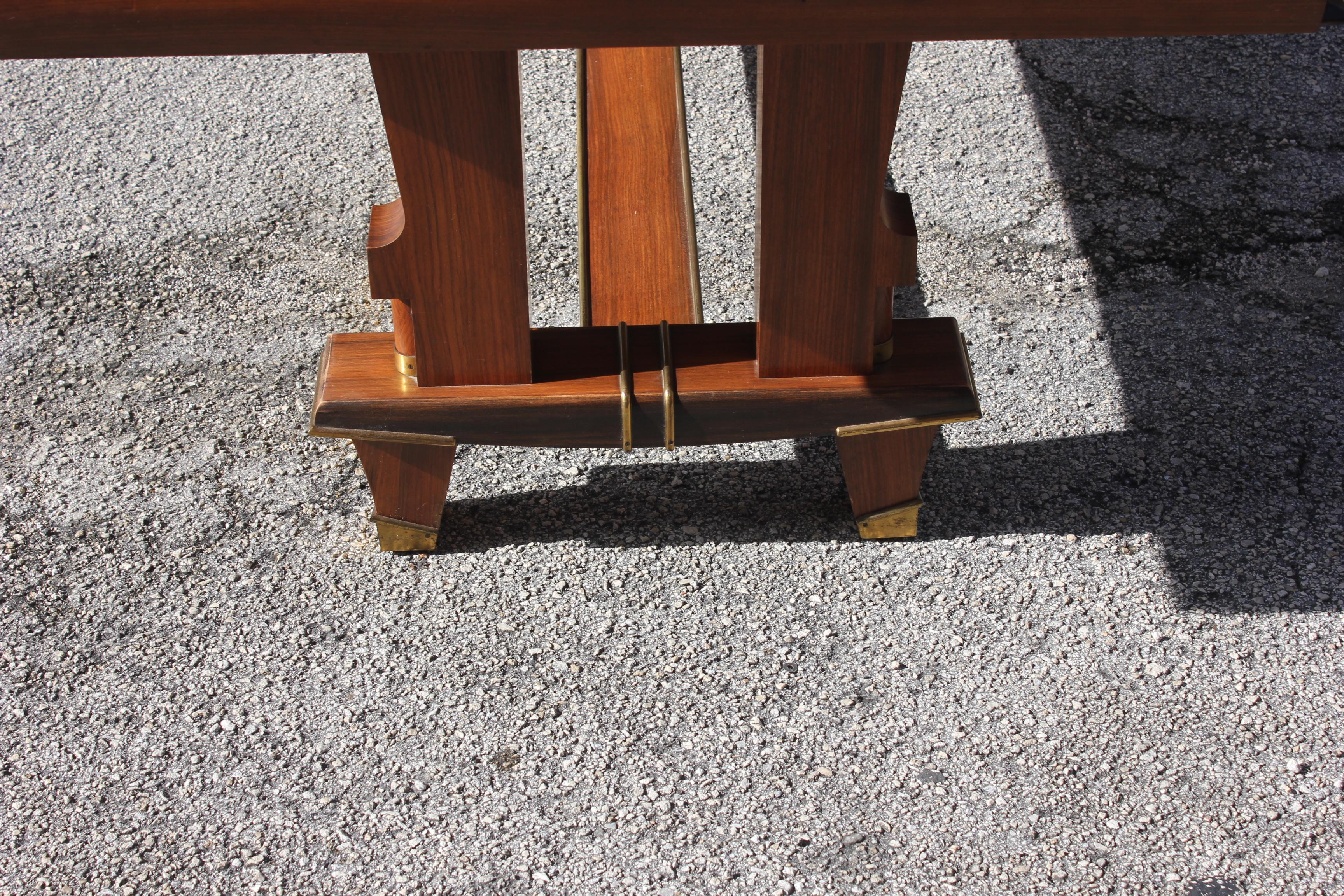 French Art Deco Dining Table with Diamond Marquetry by Jules Leleu Style 6