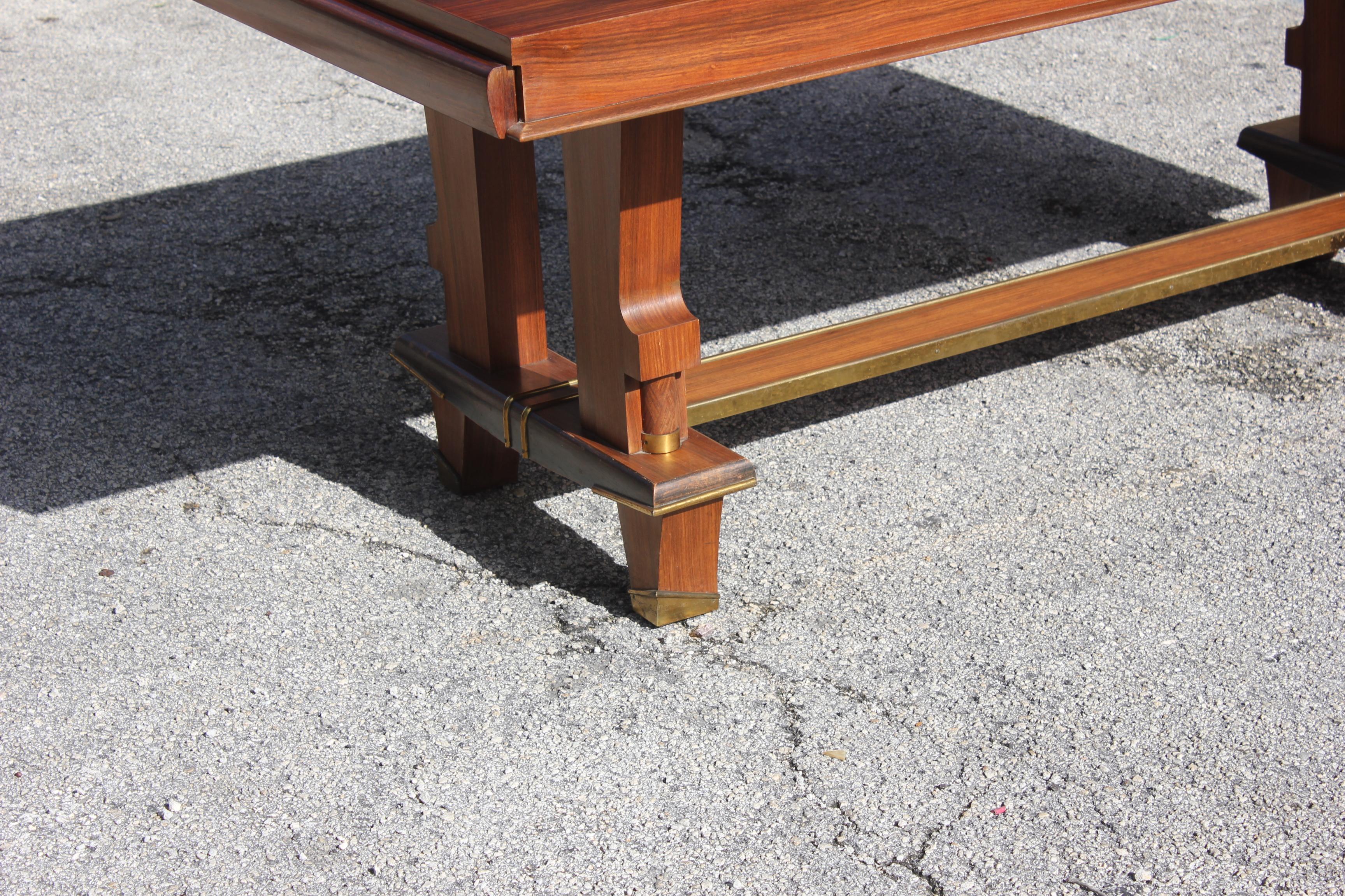 French Art Deco Dining Table with Diamond Marquetry by Jules Leleu Style 3