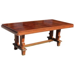 French Art Deco Dining Table with Diamond Marquetry by Jules Leleu Style