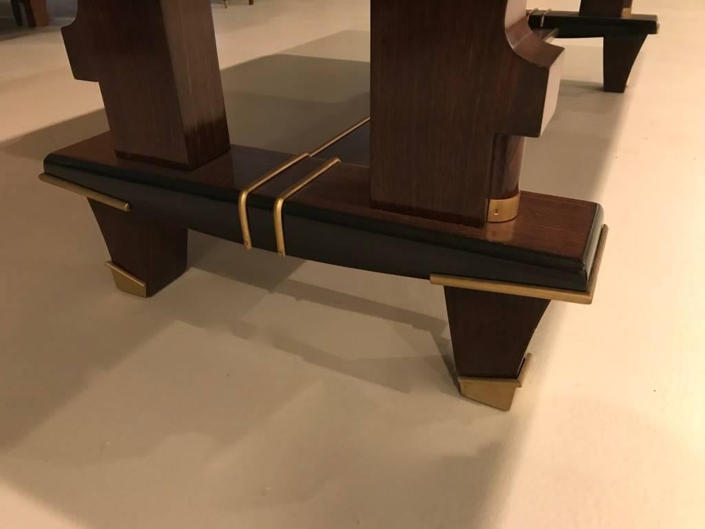 French Art Deco Dining Table with Diamond Marquetry For Sale 3