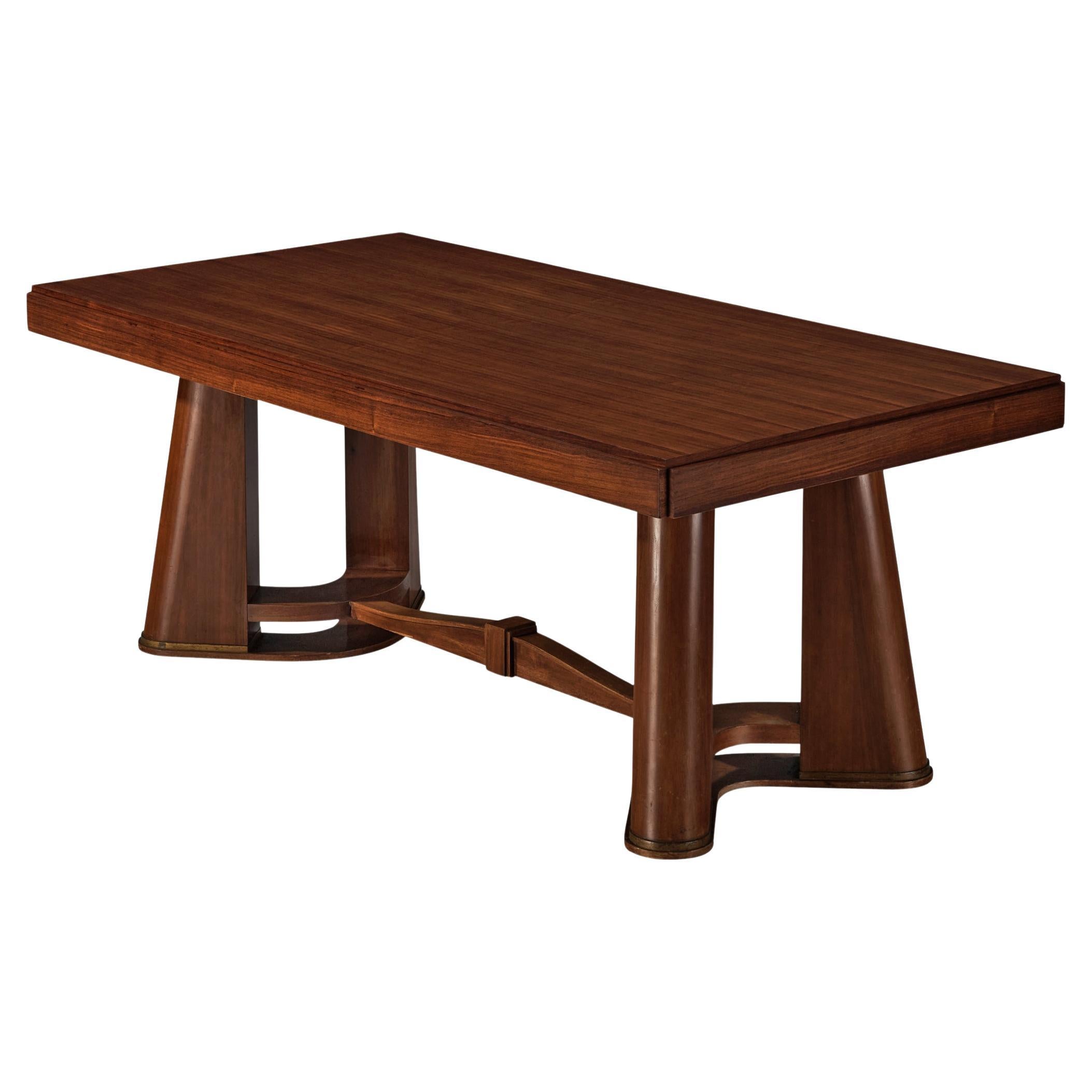 Tavolo da pranzo francese in stile Art Déco con base elegante in Wood anni '40