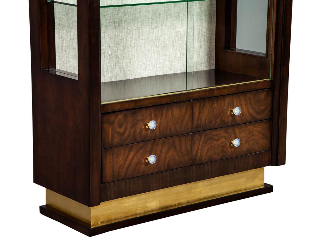 Fabric French Art Deco Display Cabinet Bar