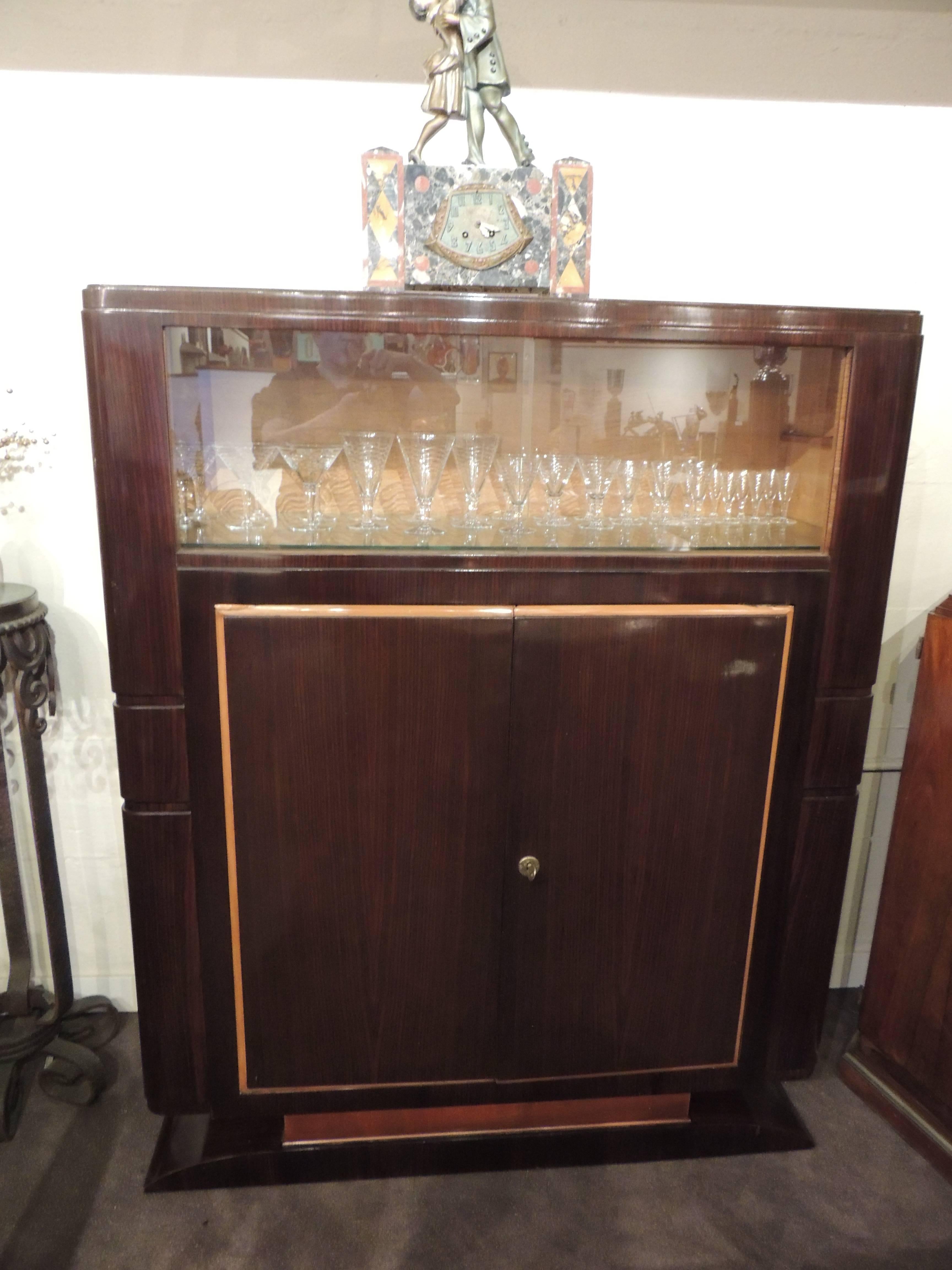 French Art Deco Display Cabinet in Macassar by Jules Leleu 9