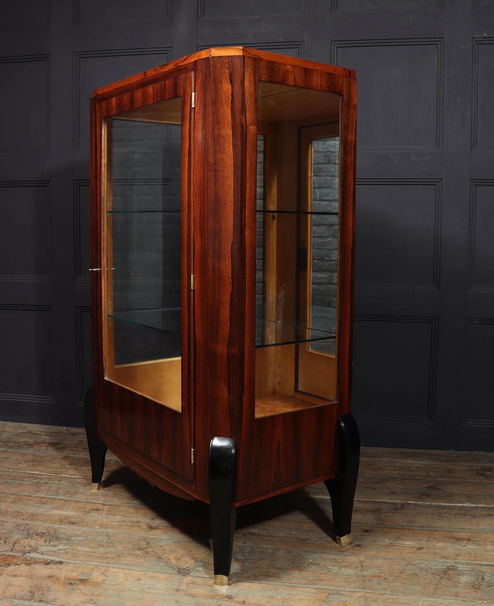 French Art Deco display Cabinet in Rosewood For Sale 6