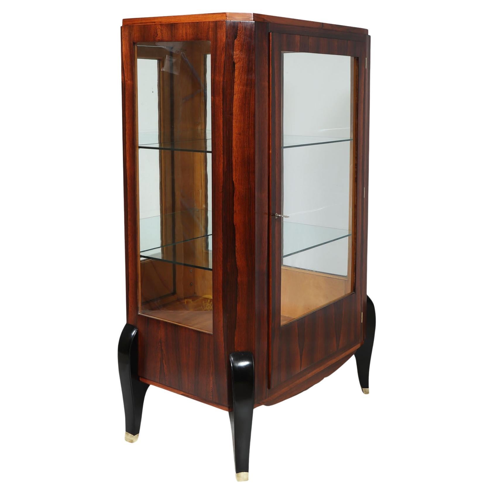 French Art Deco display Cabinet in Rosewood For Sale