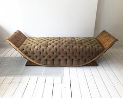 French Art Deco Distressed Gondola Chaise Longue Antique Daybed Vintage
