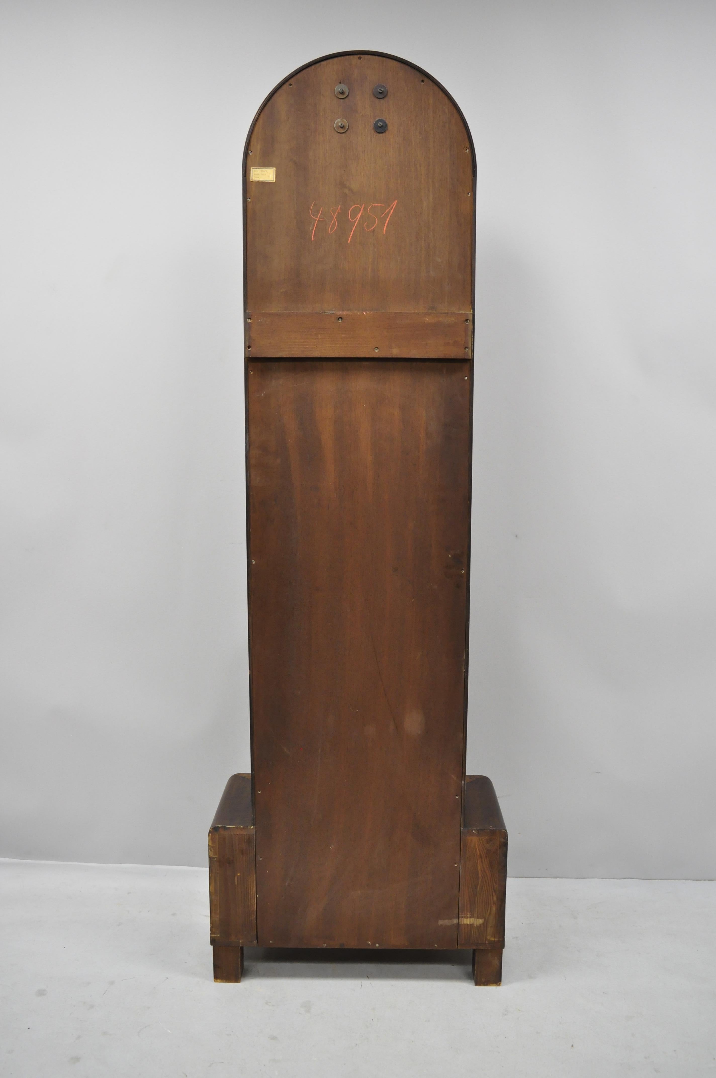 French Art Deco Dome Top Mahogany Grandfather Clock by Mauthe Westminster Chime 3