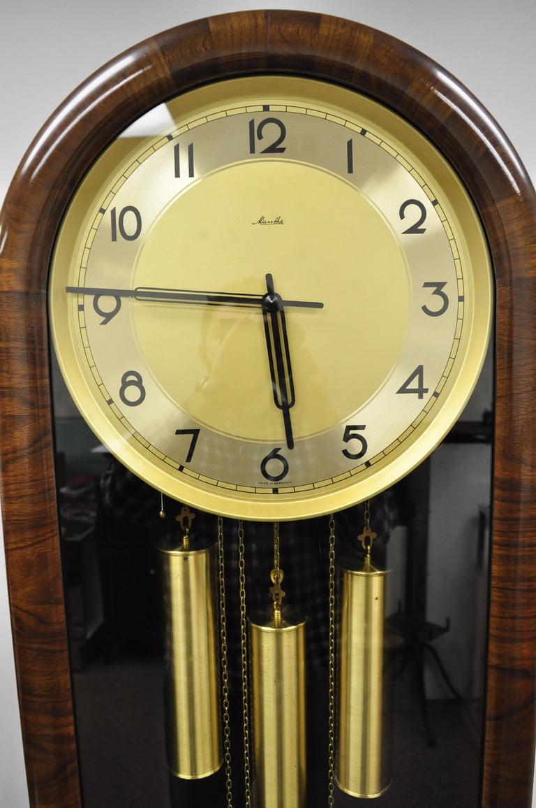French Art Deco Dome Top Mahogany Grandfather Clock by Mauthe