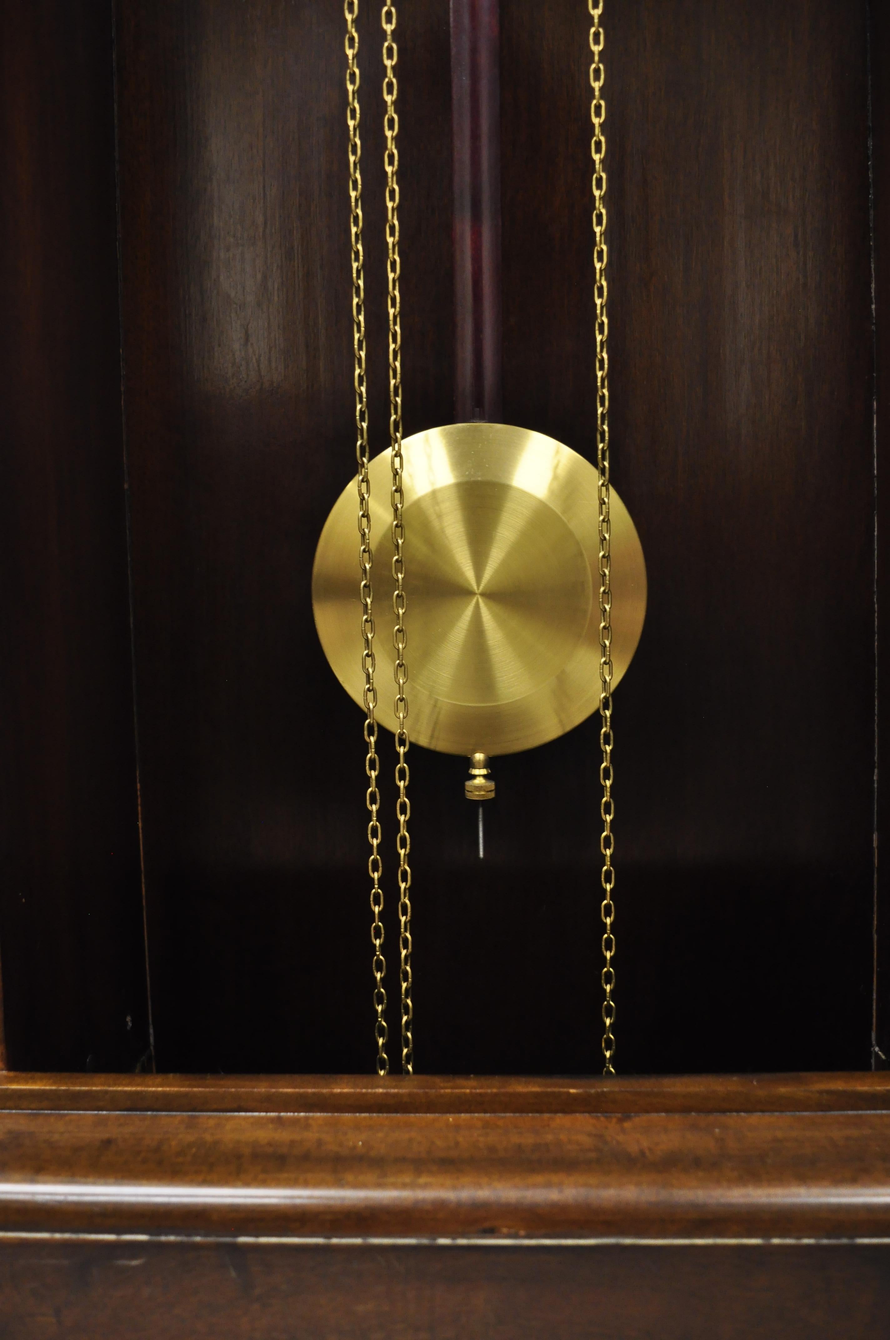 French Art Deco Dome Top Mahogany Grandfather Clock by Mauthe Westminster Chime In Good Condition In Philadelphia, PA