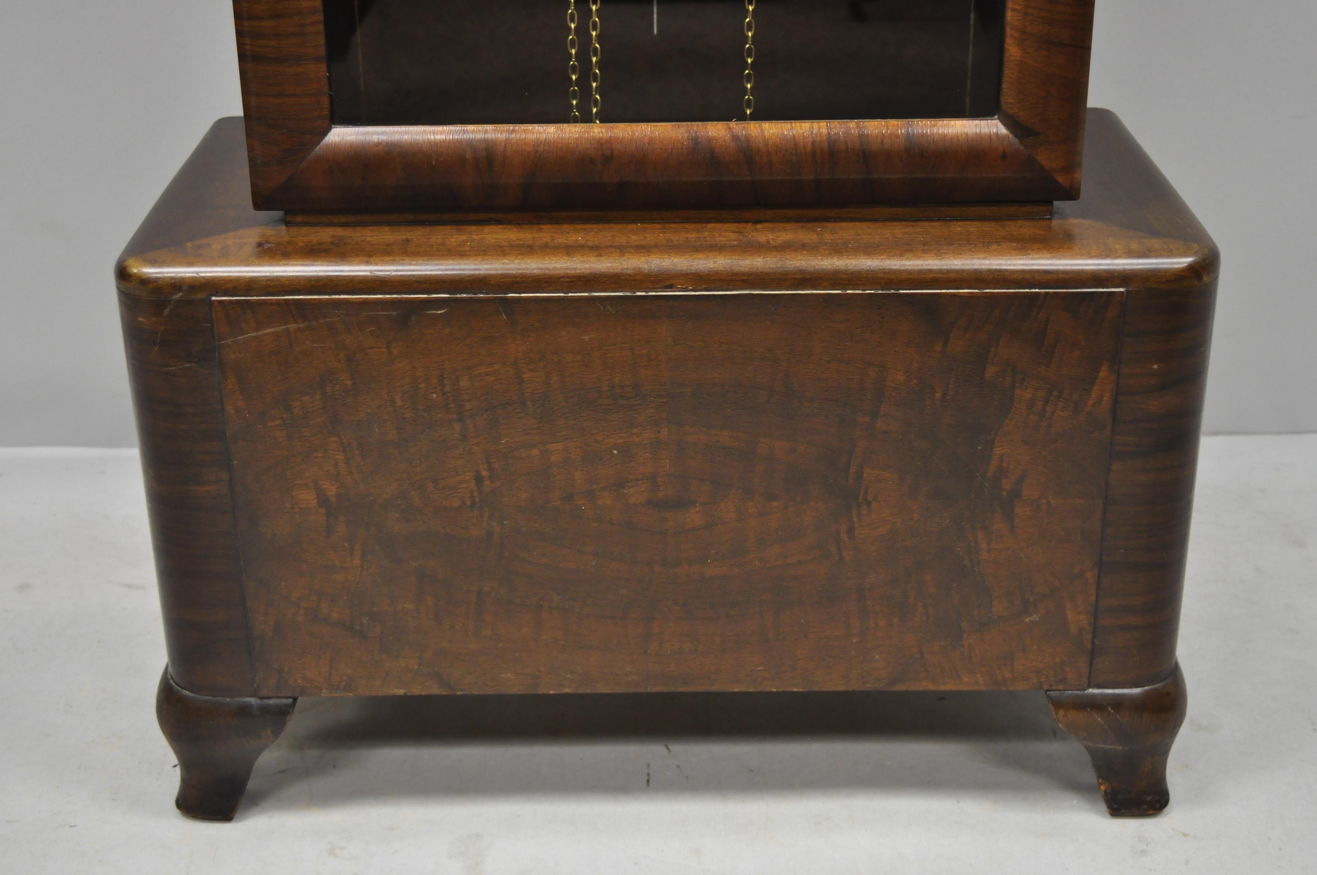 20th Century French Art Deco Dome Top Mahogany Grandfather Clock by Mauthe Westminster Chime