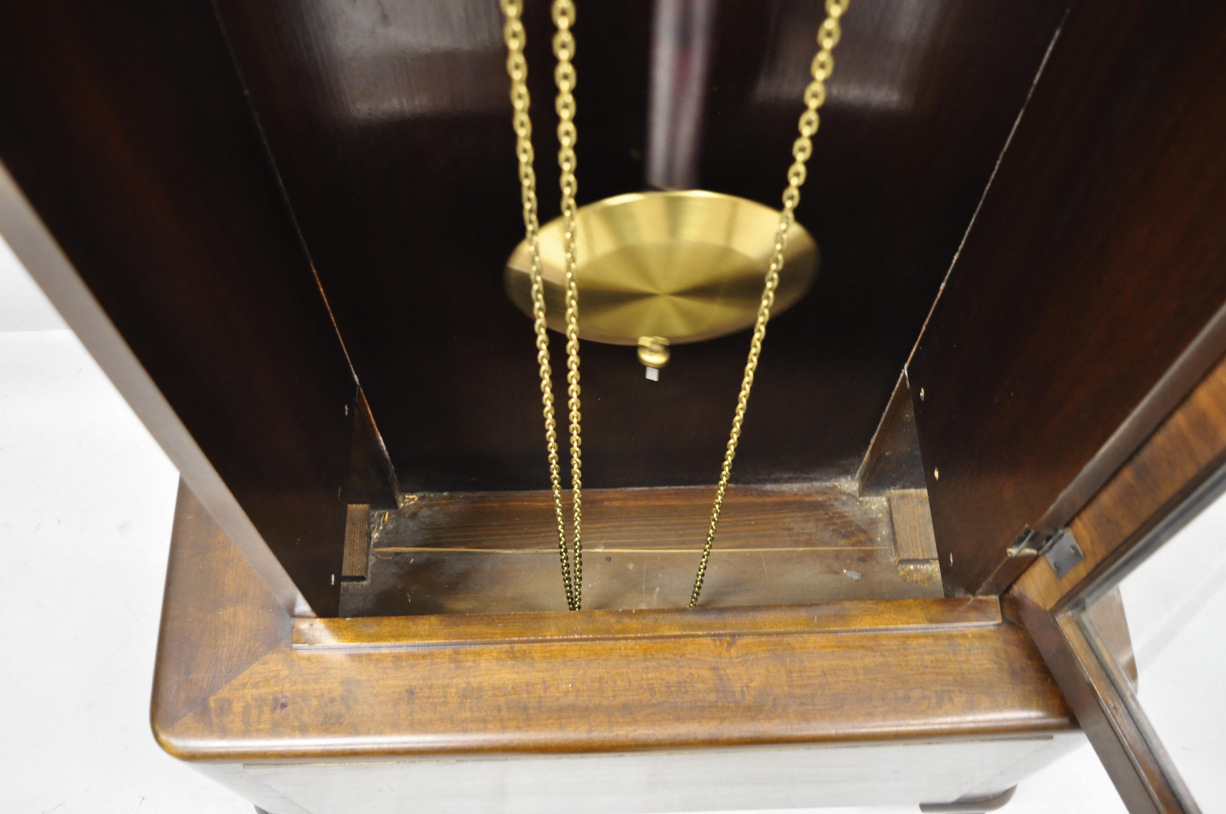 French Art Deco Dome Top Mahogany Grandfather Clock by Mauthe Westminster Chime 1