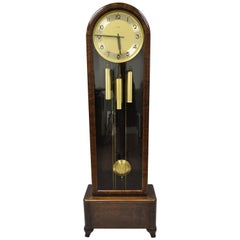 French Art Deco Dome Top Mahogany Grandfather Clock by Mauthe Westminster Chime