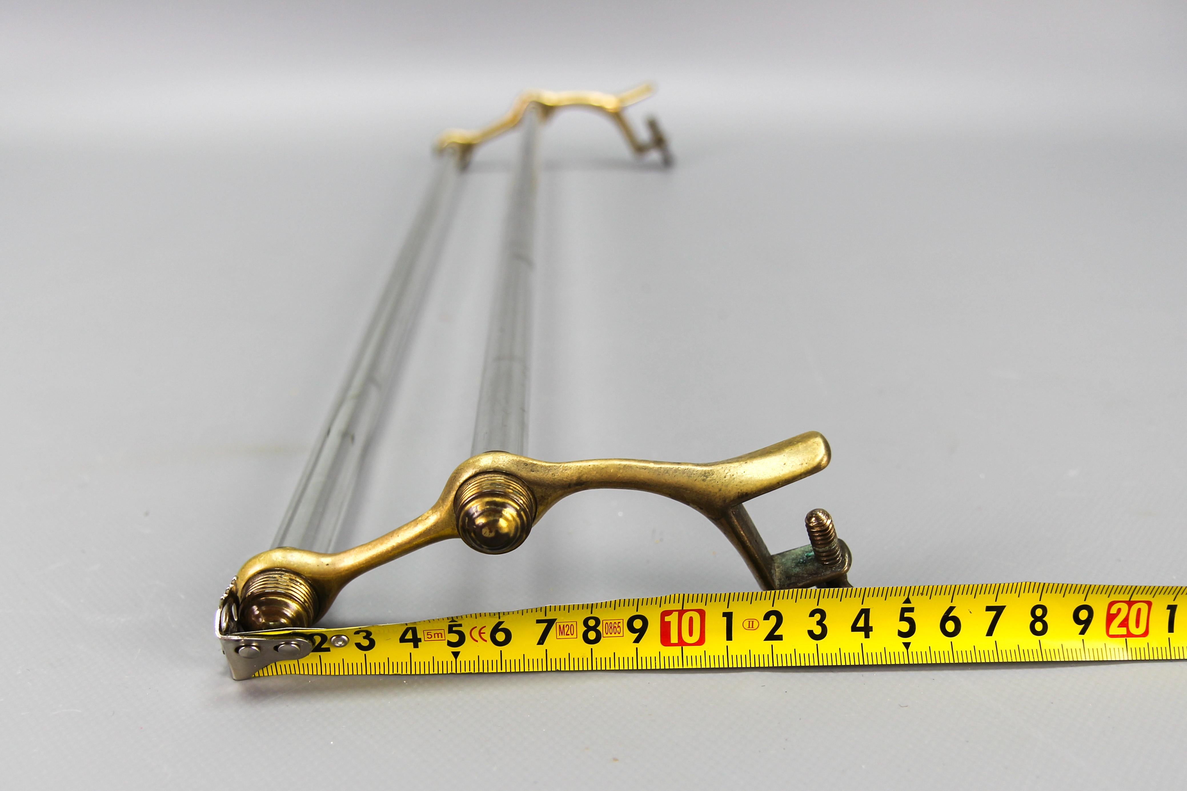 French Art Deco Double Glass Towel Holder with Brass Ends, 1930s For Sale 14