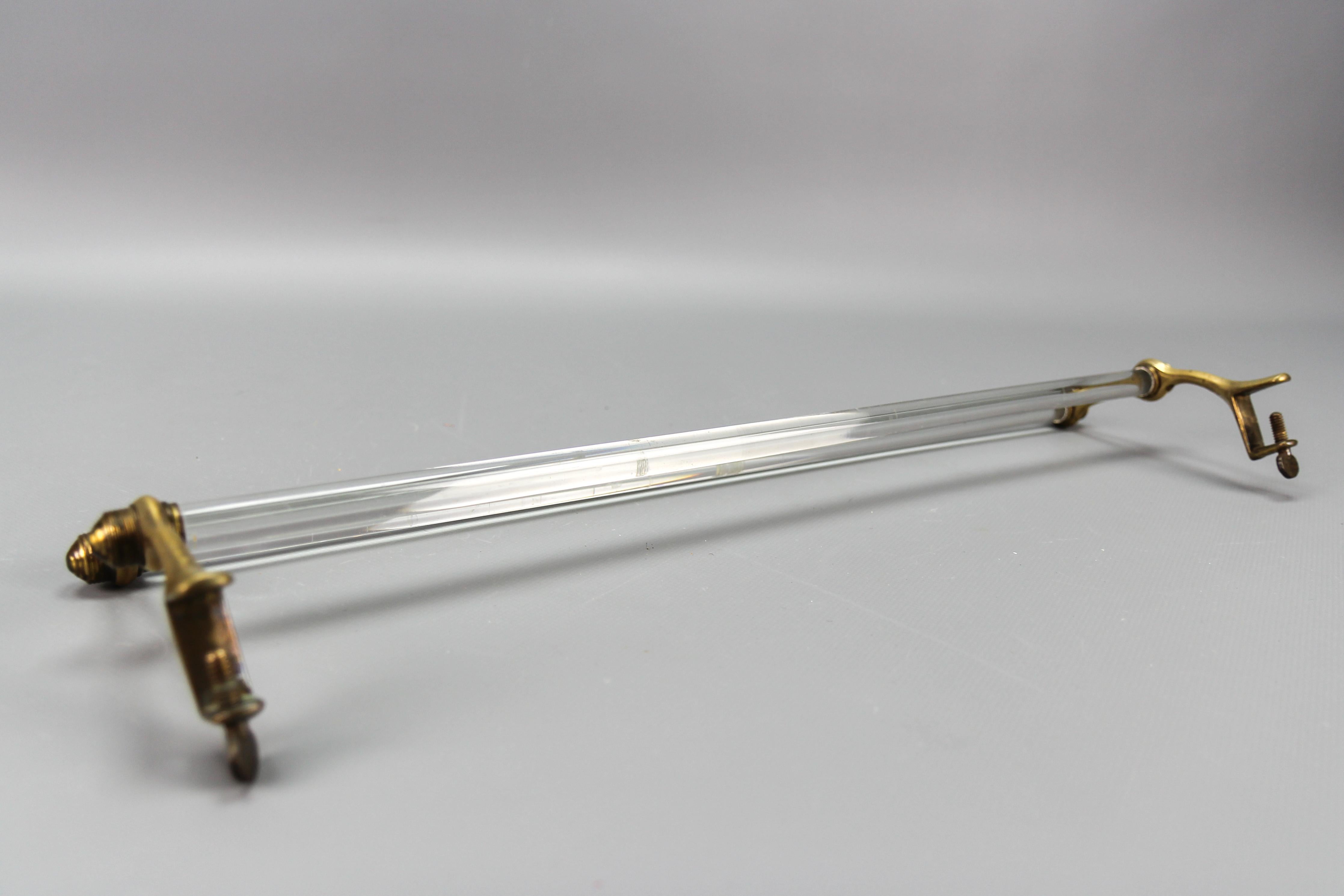 French Art Deco Double Glass Towel Holder with Brass Ends, 1930s For Sale 3