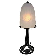 French Art Deco Double Light Table Lamp by Hettier & Vincent
