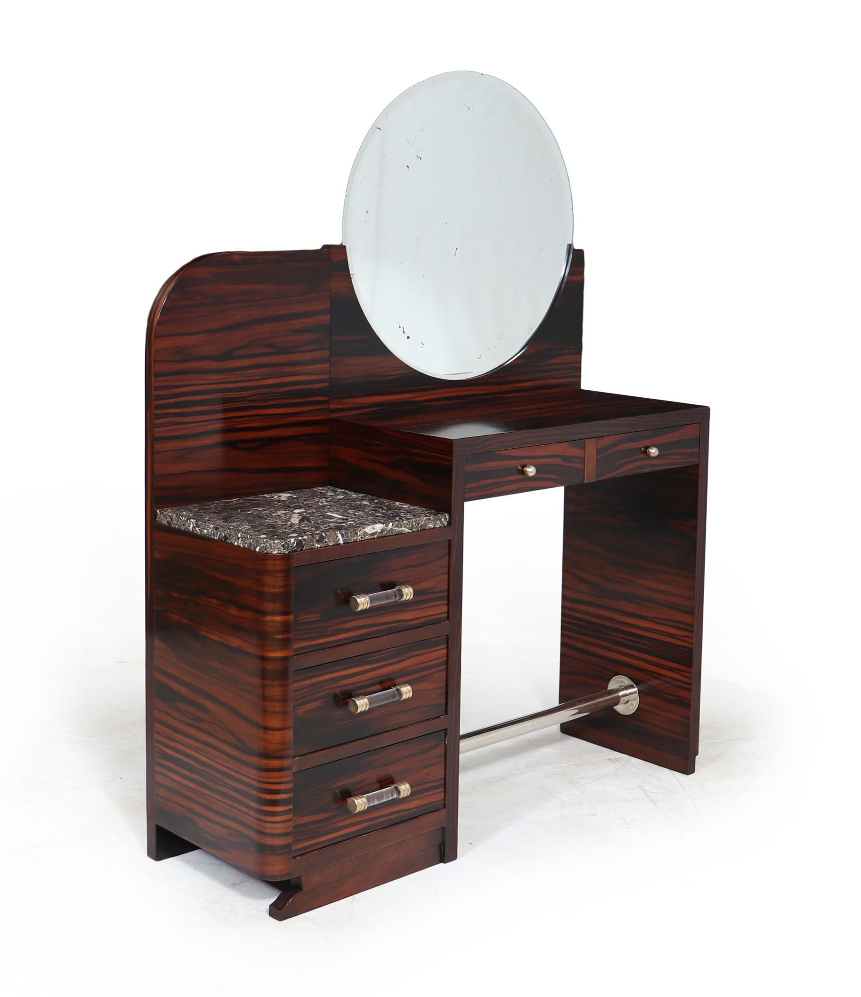 French Art Deco Dressing Table in Macassar Ebony In Excellent Condition In Paddock Wood Tonbridge, GB