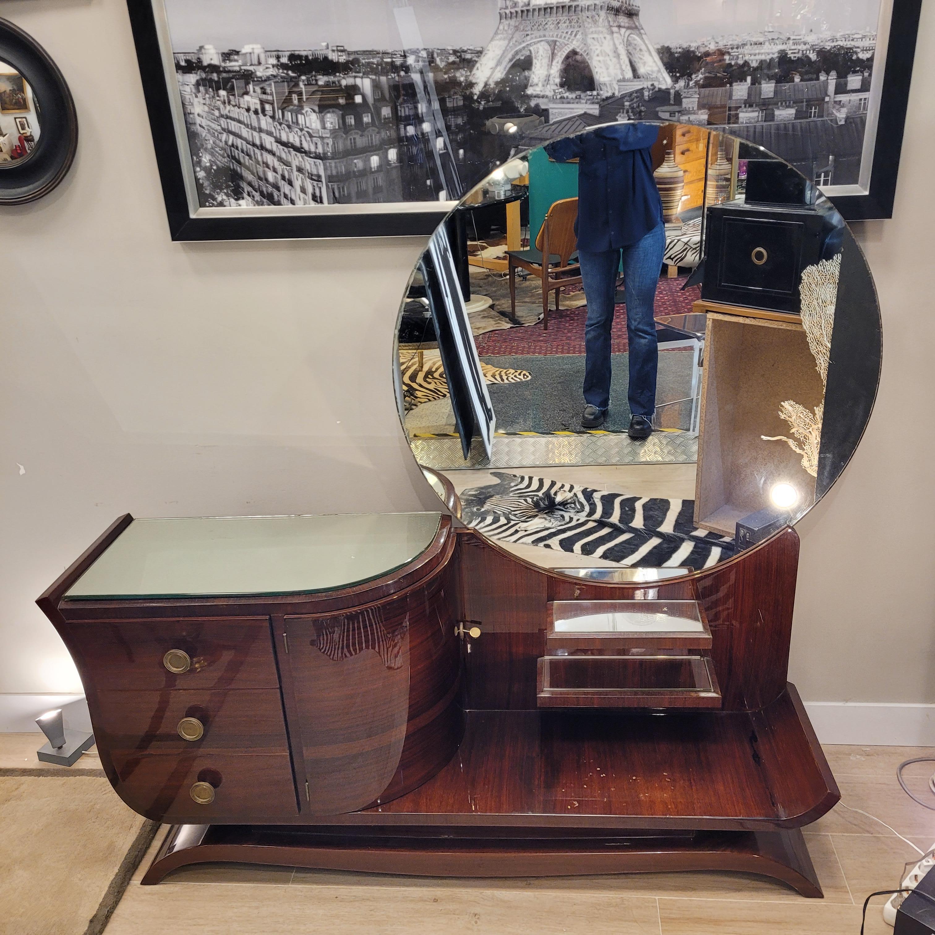 Hand-Crafted French Art Deco Dressing table Vanity Table Wood bronze  For Sale