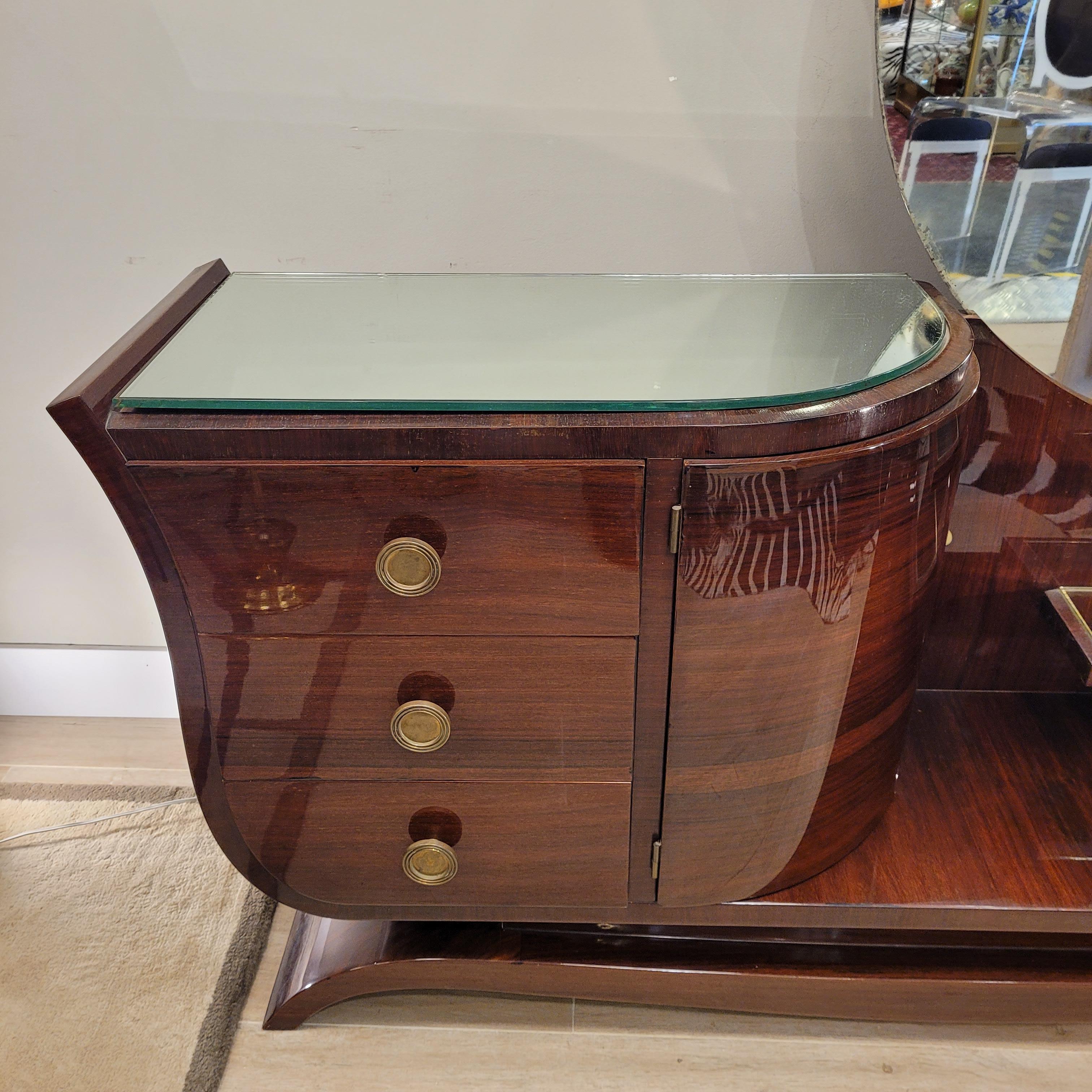 Mid-20th Century French Art Deco Dressing table Vanity Table Wood bronze  For Sale