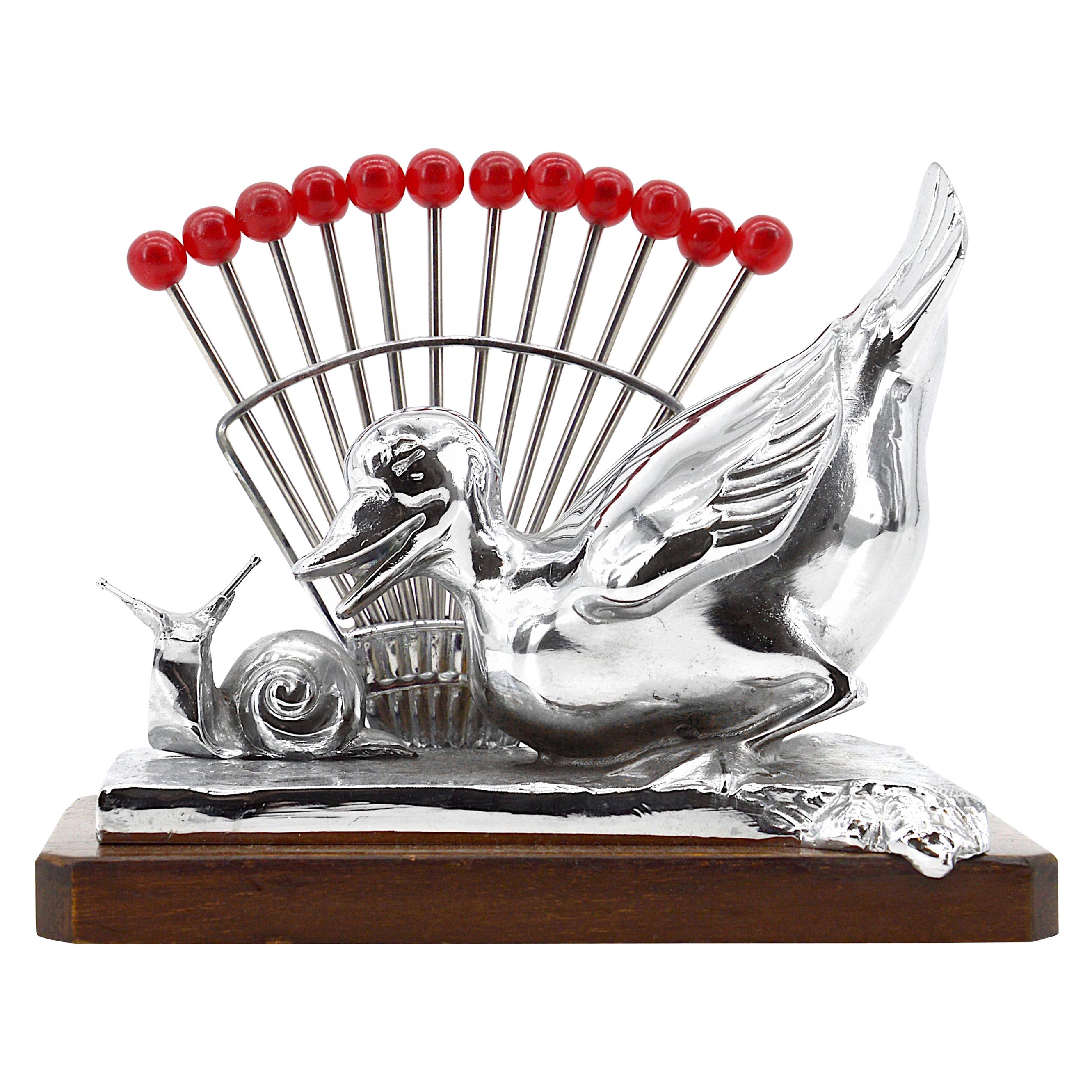 Art Deco Snail Cocktail Stick Holder, circa 1935 at 1stDibs