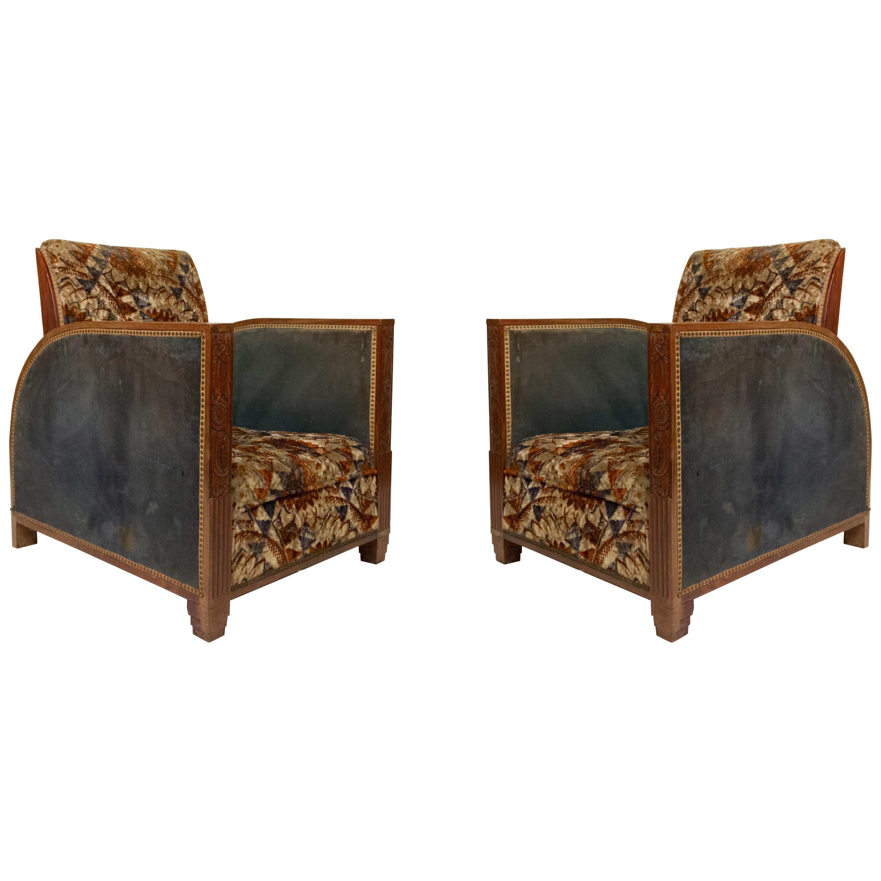 French Art Deco Dufrene Club Chairs