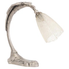 French Art Deco Eagle Form Chrome Table Lamp