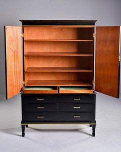 French Art Deco Ebonised Linen Cupboard