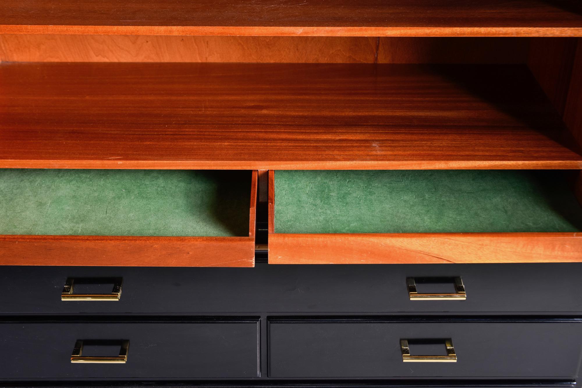 French Art Deco Ebonised Linen Cupboard at 1stDibs