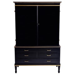 French Art Deco Ebonised Linen Cupboard