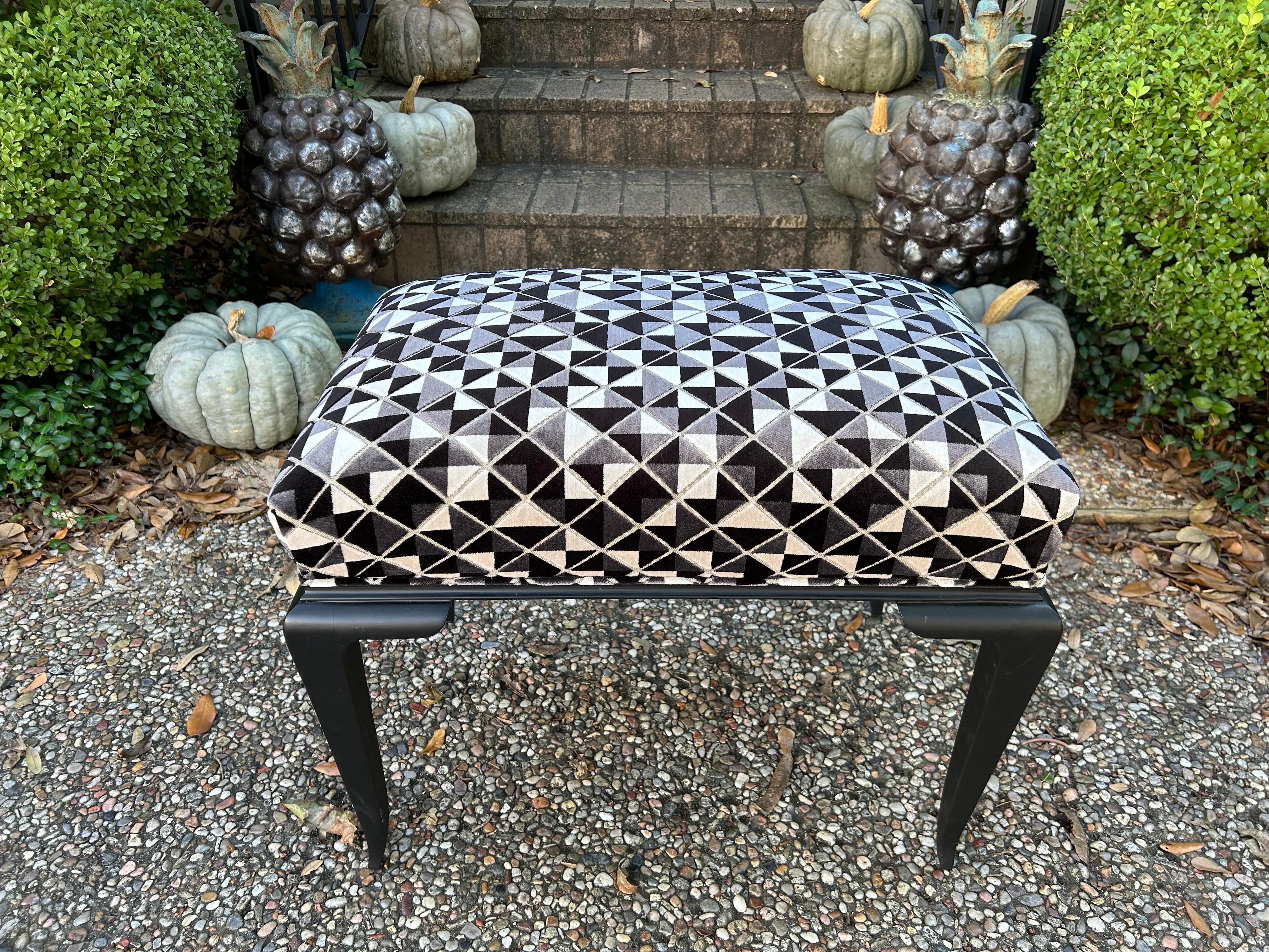 French Art Deco Ebonized Bench By Jules Leleu For Sale 2
