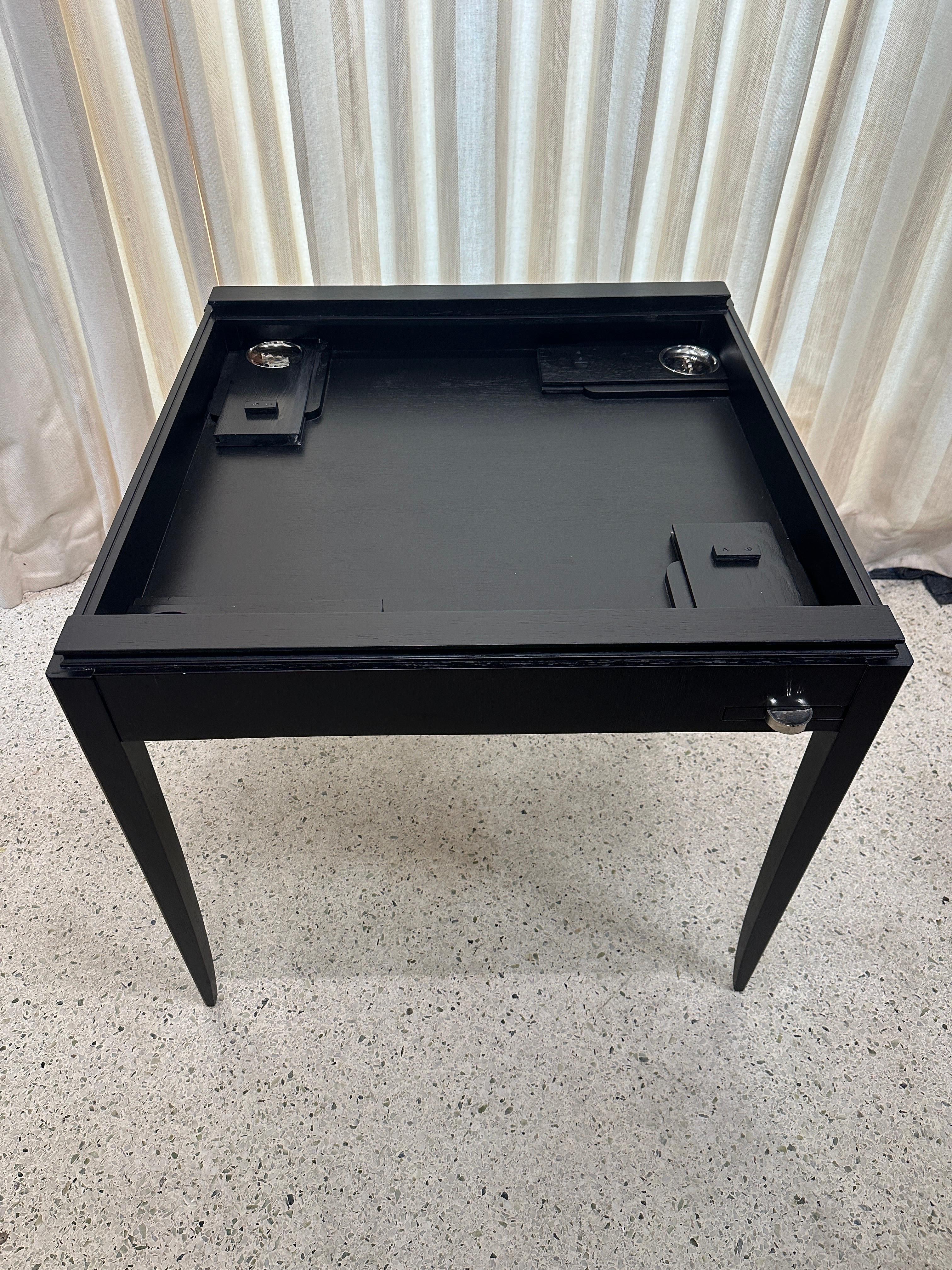 French Art Deco Ebonized Cerused Oak Game Table from 1940's In Good Condition For Sale In East Hampton, NY