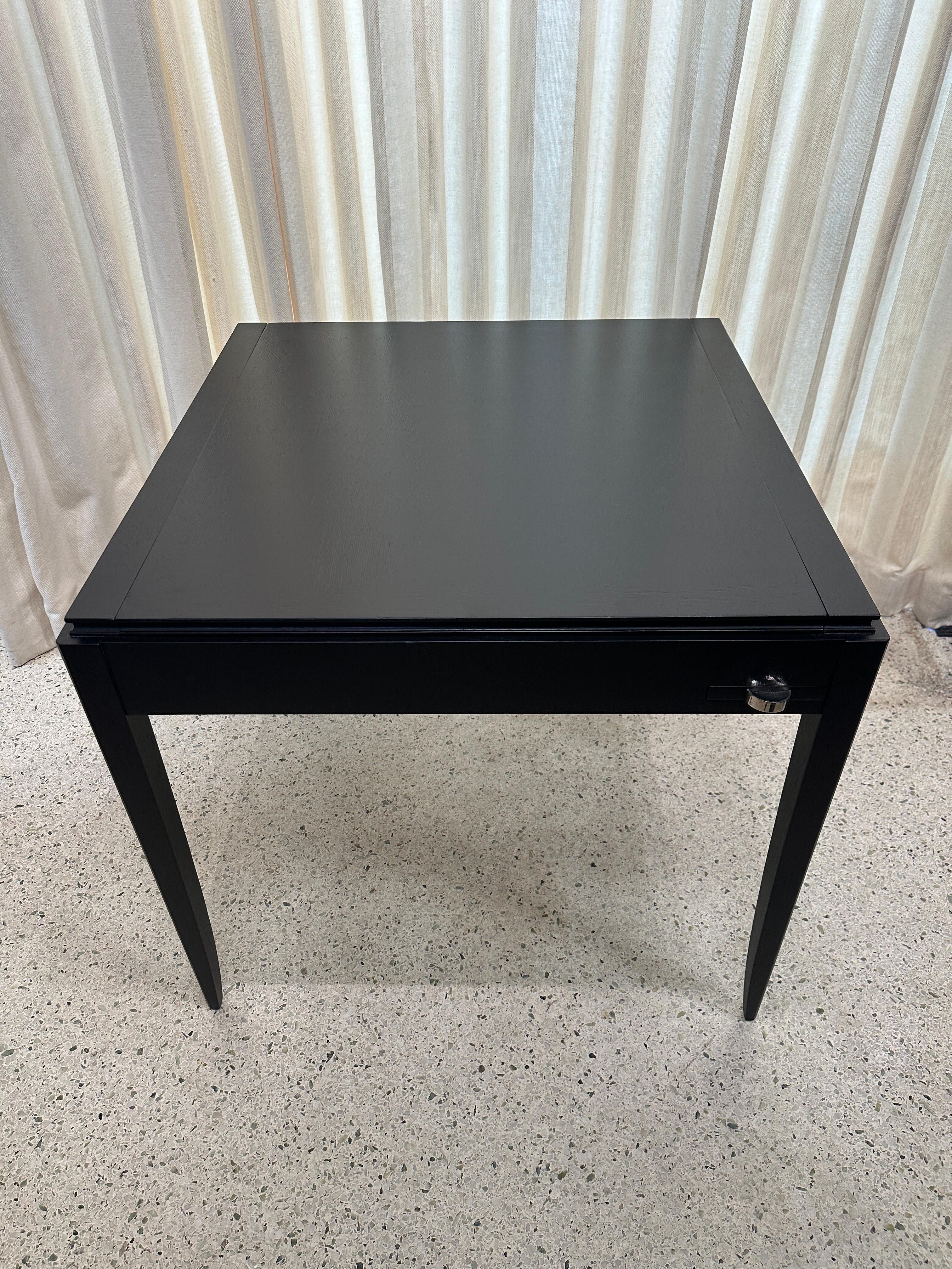 Mid-20th Century French Art Deco Ebonized Cerused Oak Game Table from 1940's For Sale