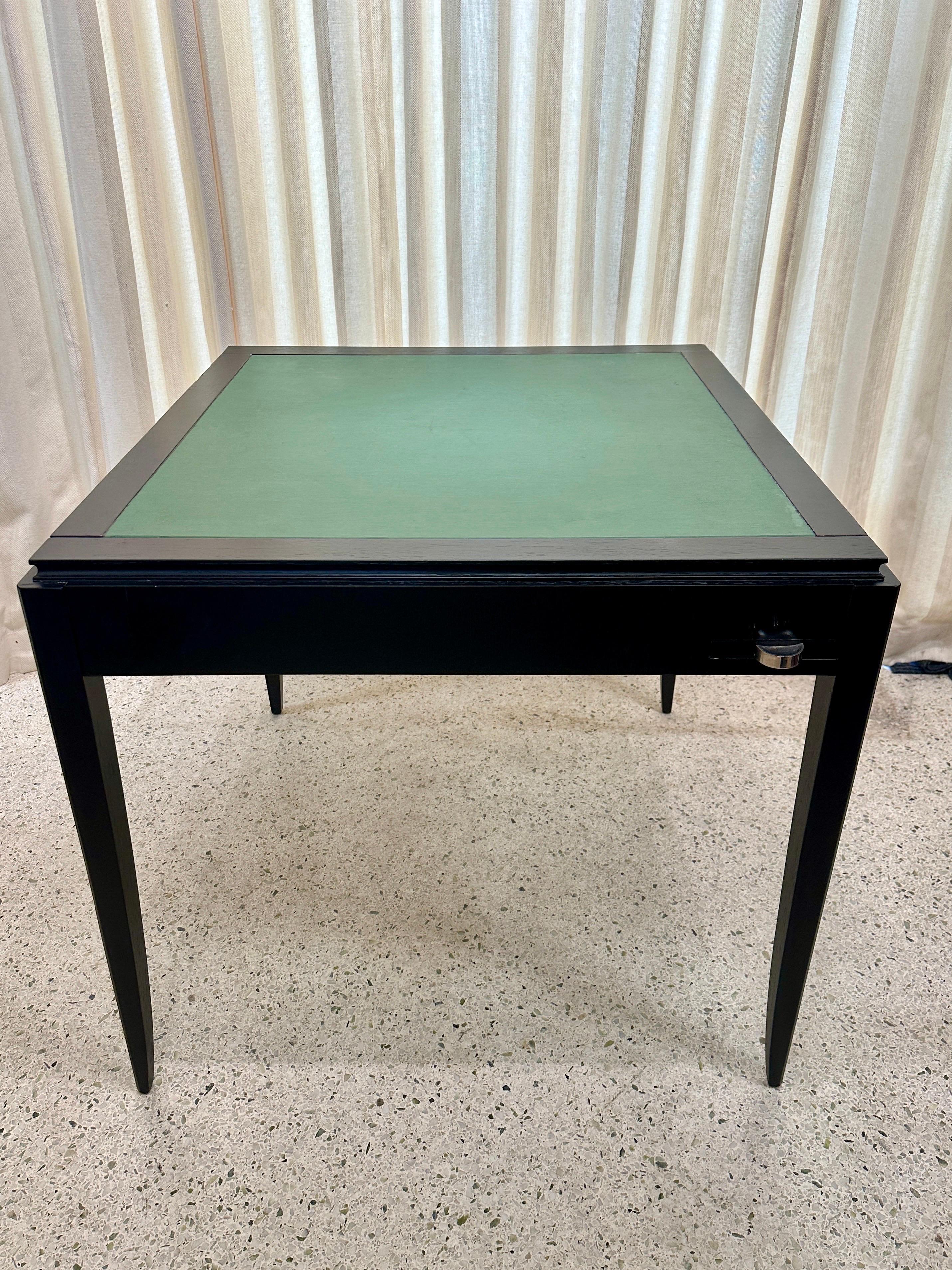 French Art Deco Ebonized Cerused Oak Game Table from 1940's For Sale 1